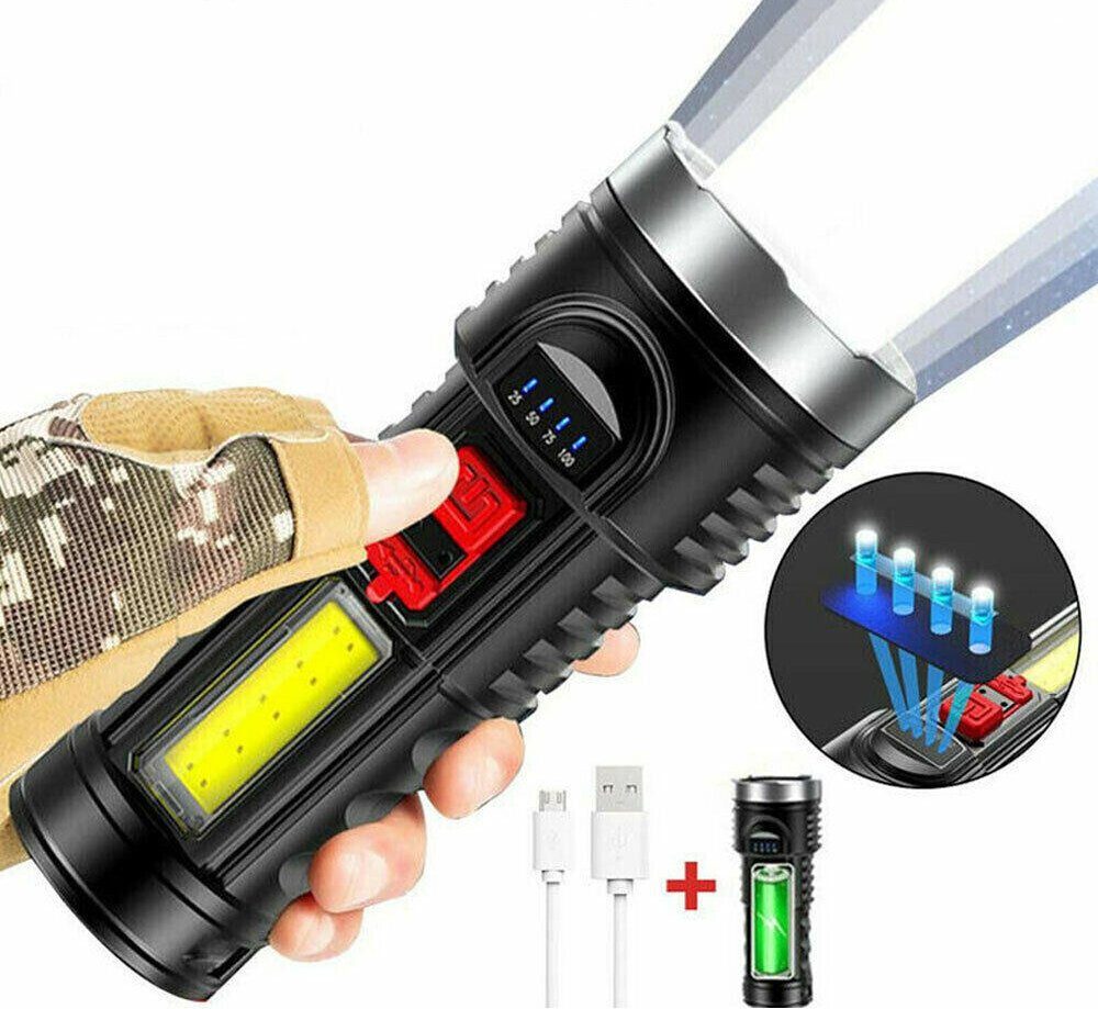 ombar LED Taschenlampe Taschenlampe LED Aufladbar Extrem Hell, Batteriebetrieben (1-St), Wasserdicht Flashlight Torch für Outdoor Camping