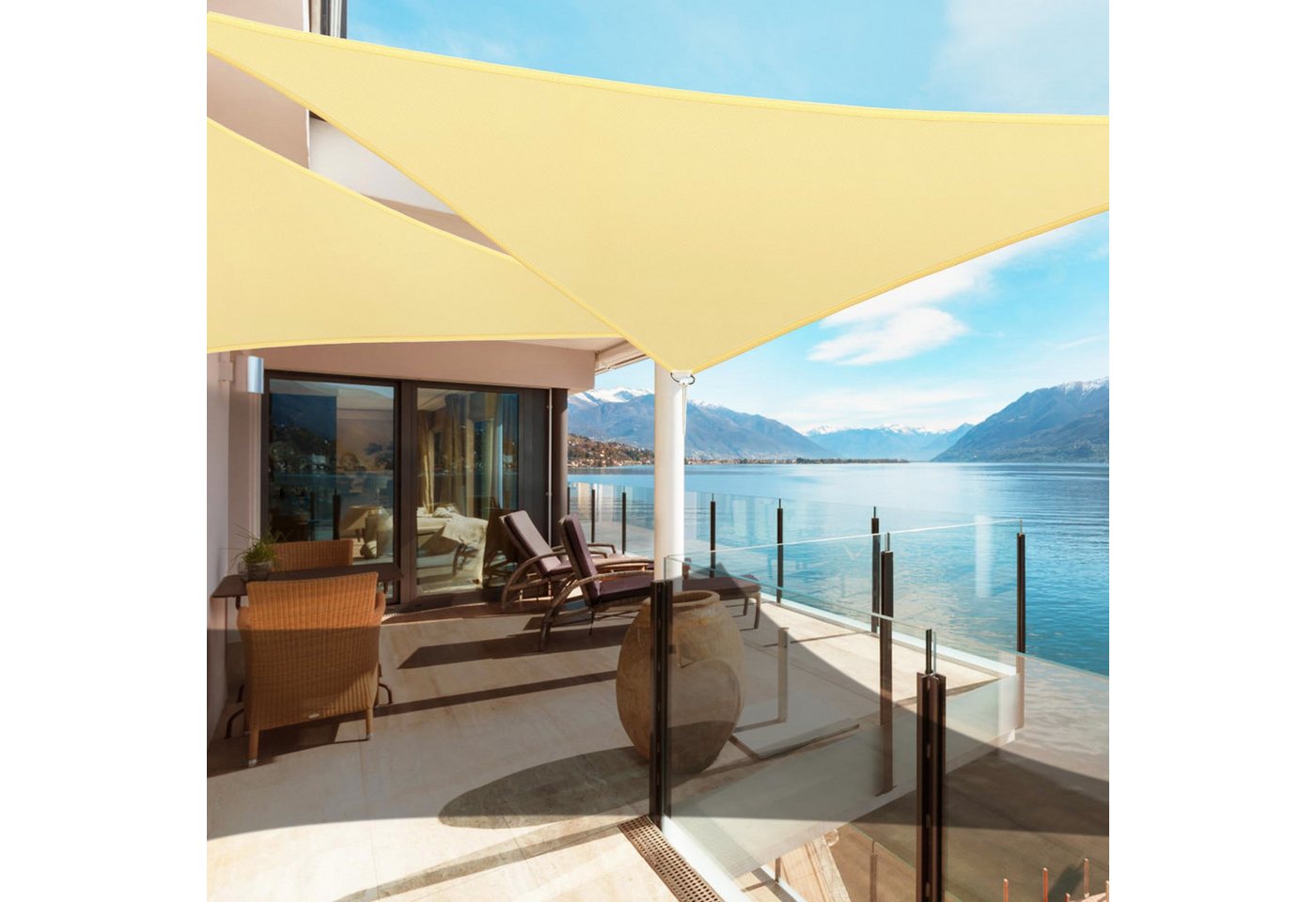 Thumbnail - Jibenhome Sonnensegel Sonnensegel Wasserdicht, mit UV Schutz, Oxford-Gewebe, Dreieck, Sonnenschutz mit PU-Beschichtung f...