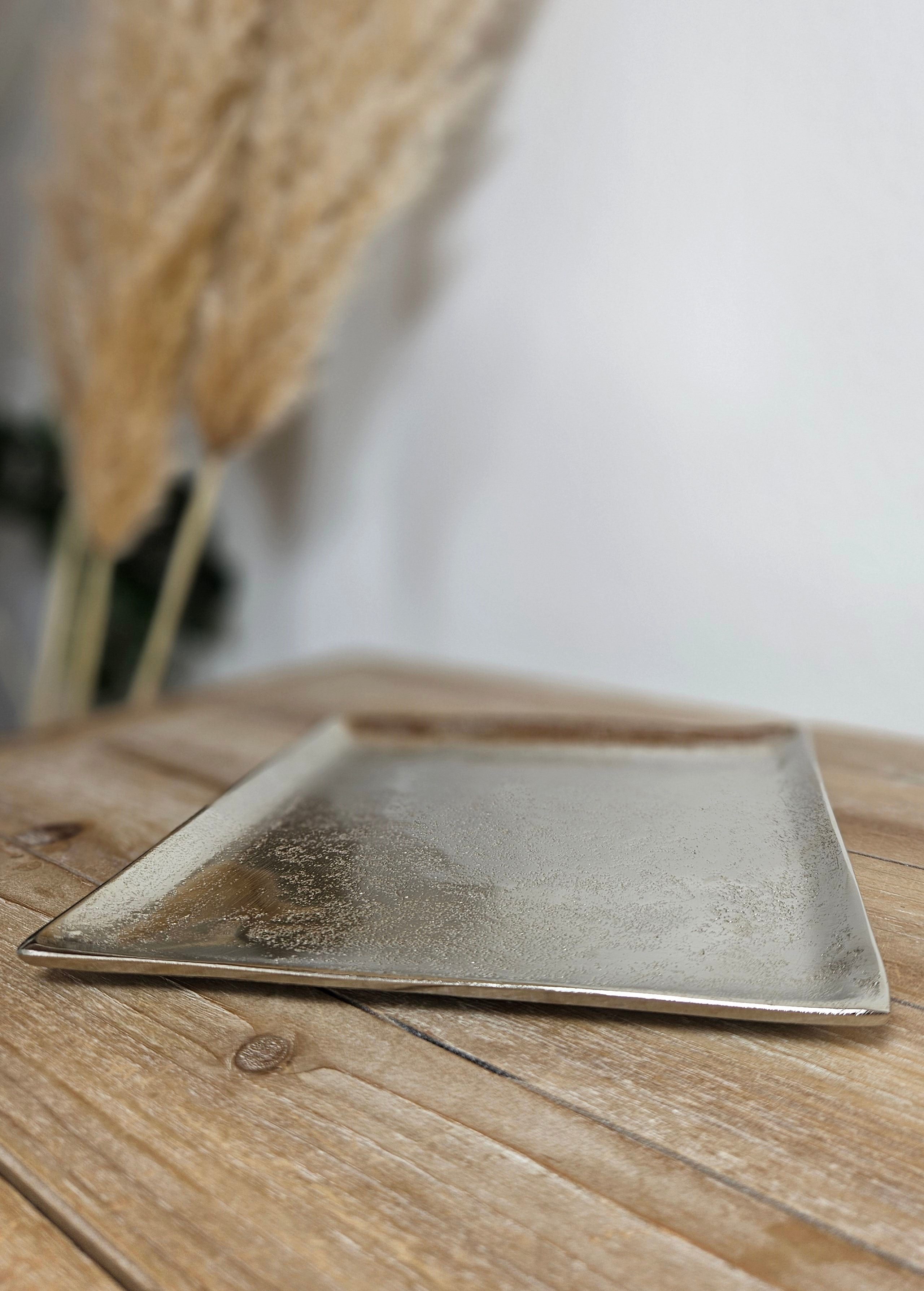 Meinposten Dekoteller silber Metall Alu 20x20 o. 25x25 cm günstig online kaufen