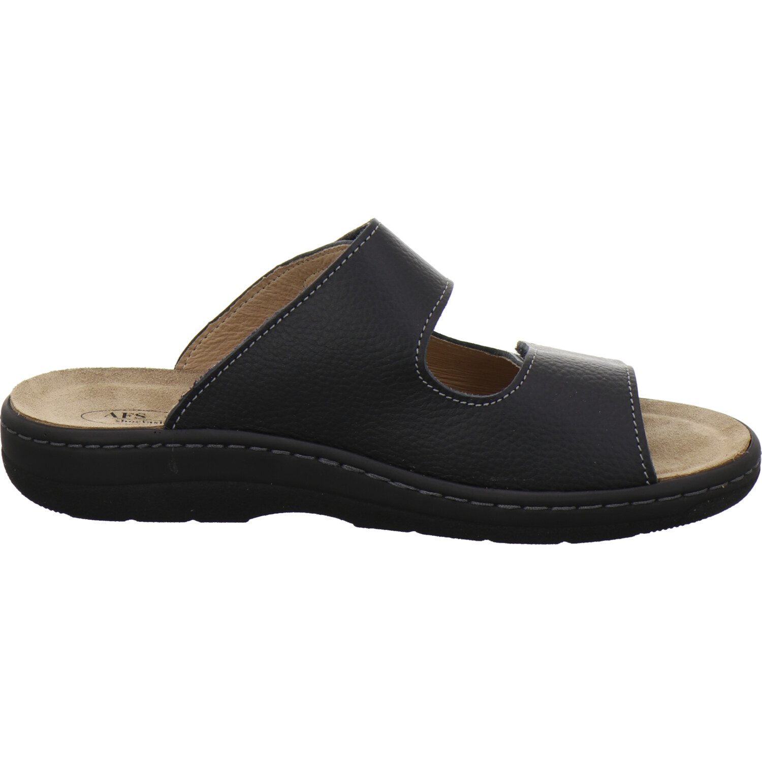 AFS-Schuhe 350223 Wechselfußbett Pantolette für Herren mit Fußbett, bequeme Sandalen aus Leder