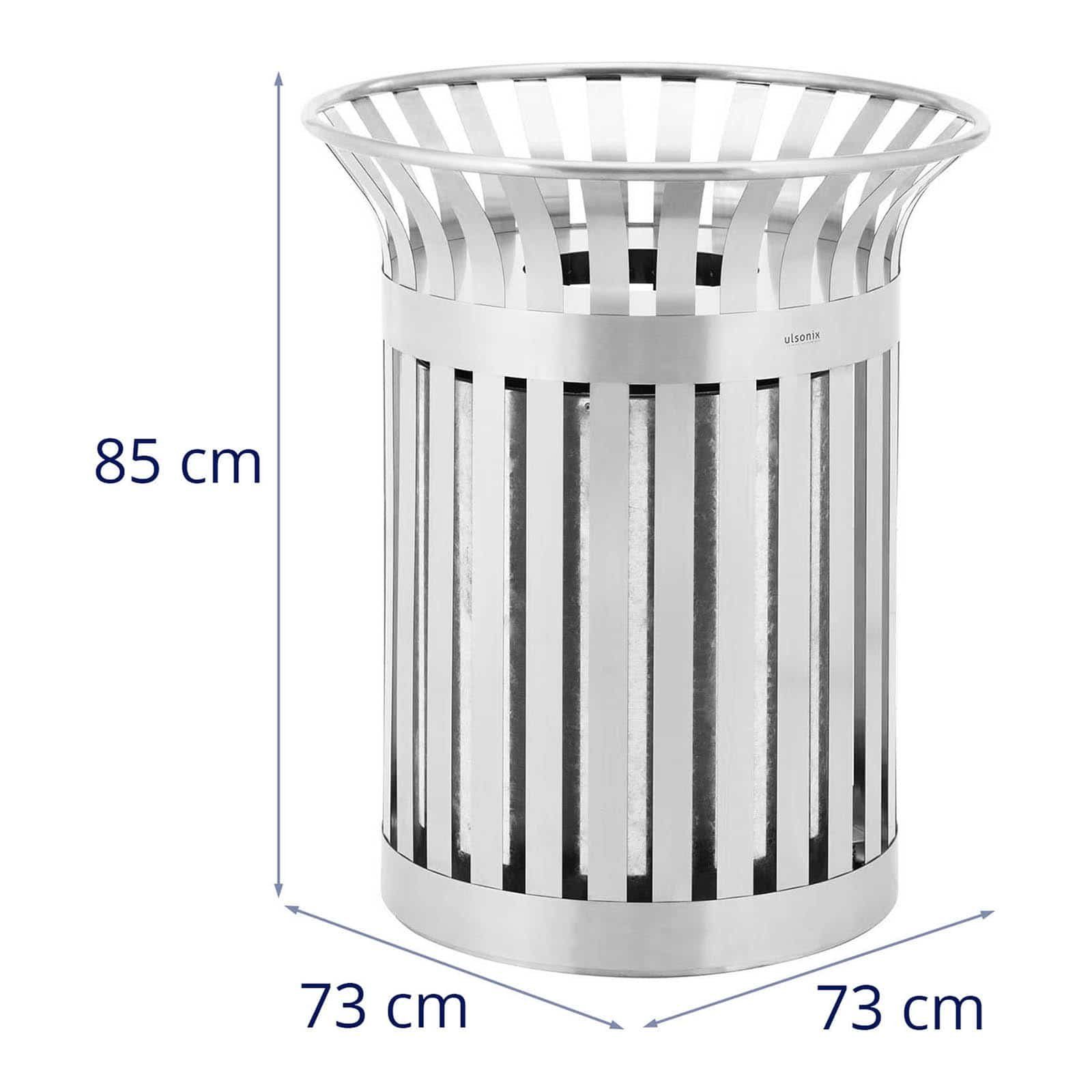Mülleimer breiter rund Ulsonix Stahl Edelstahl/verzinkter - Einwurf - Abfalleimer -