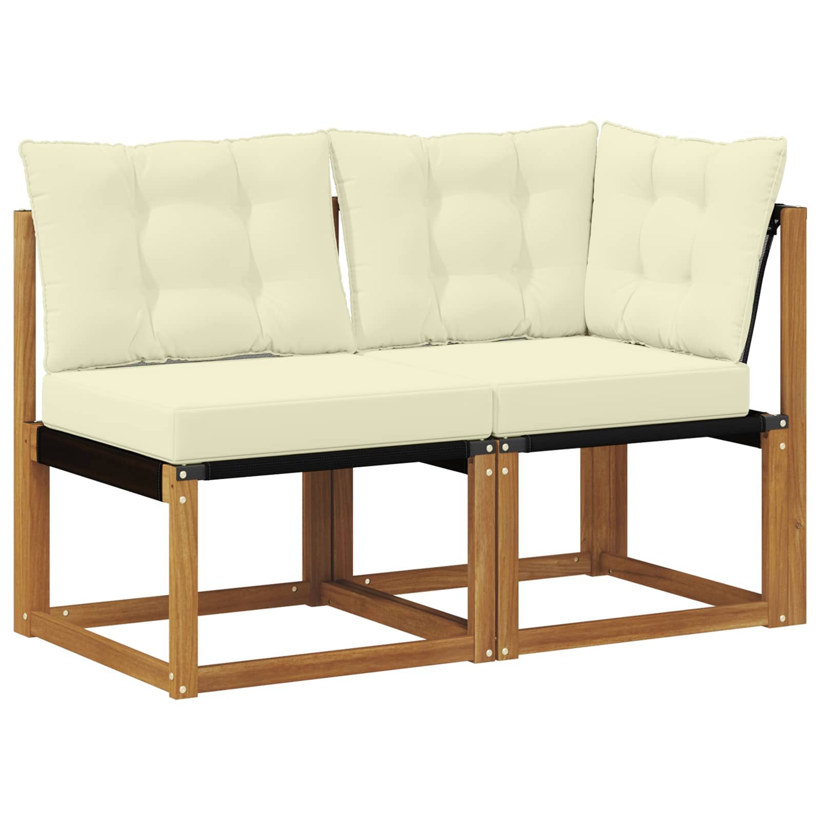 vidaXL Sofaelement Outdoor Mittel- und Ecksofa mit Kissen 2 Stück Natur (2 St)