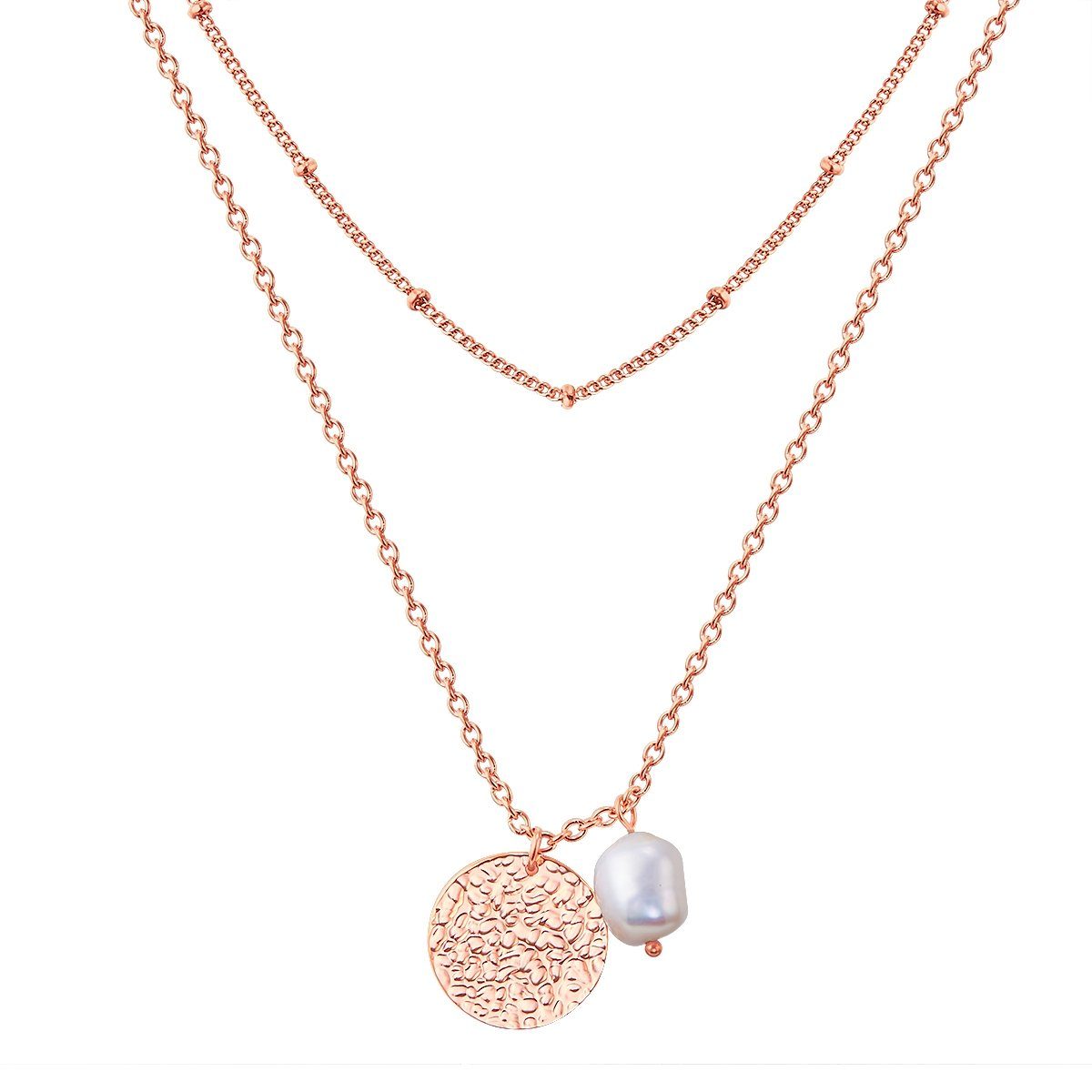 Valero Pearls Edelstahlkette roségold, mit Süßwasser-Zuchtperle