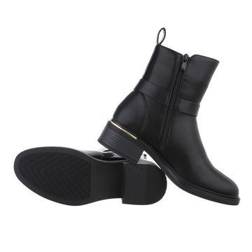 Ital-Design Damen Freizeit Stiefelette Blockabsatz Klassische Stiefeletten in Schwarz