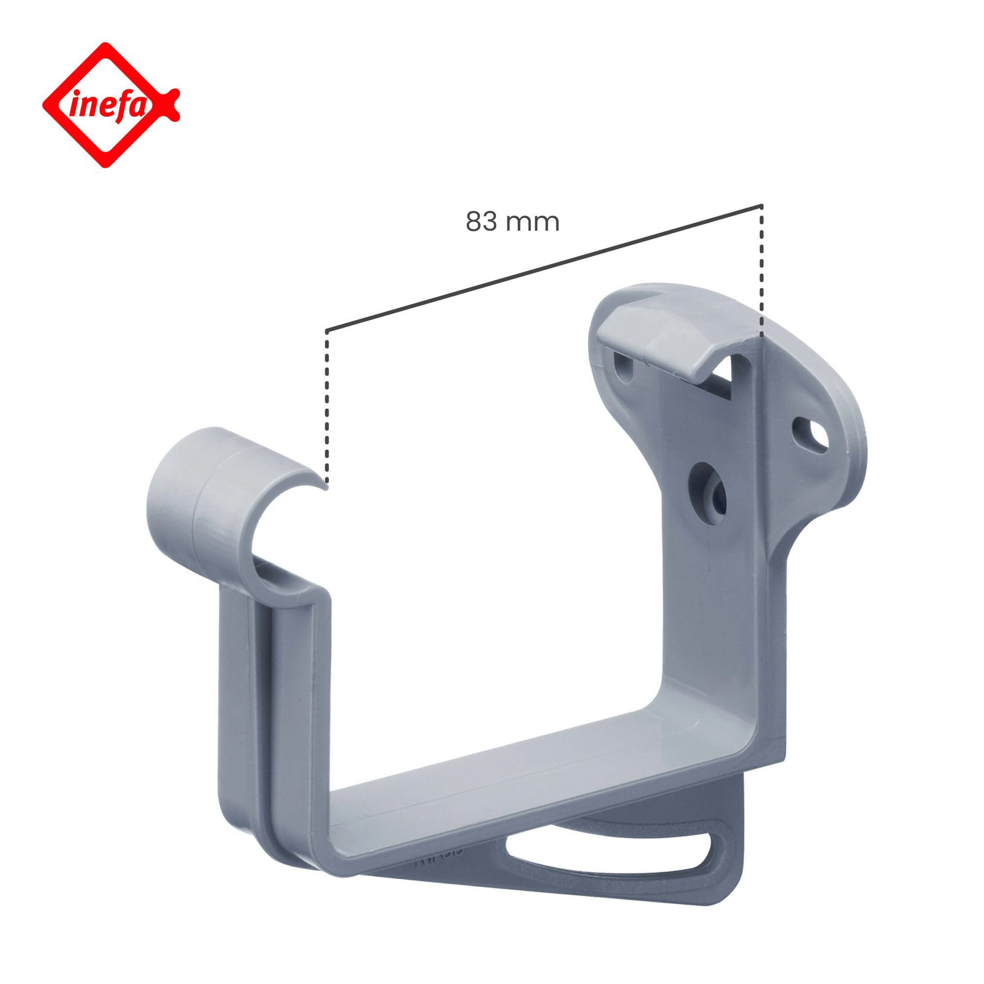 INEFA Dachrinne Stirnbretthalter, Rinnenhalter, kastenförmig, NW 83. 1 Stück, Dachrinnenhalter, PVC-U Kunststoff, für Kastenrinnen, Made in Germany