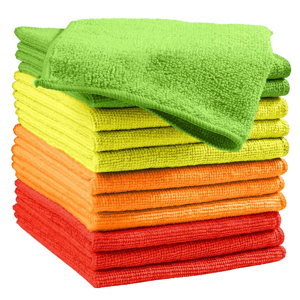 Questive Mikrofaser-Reinigungstuch12 Stück Reinigungstücher, Reinigungstücher Reinigungstücher Rot,Gelb,Grün,Orange | Reinigungstücher