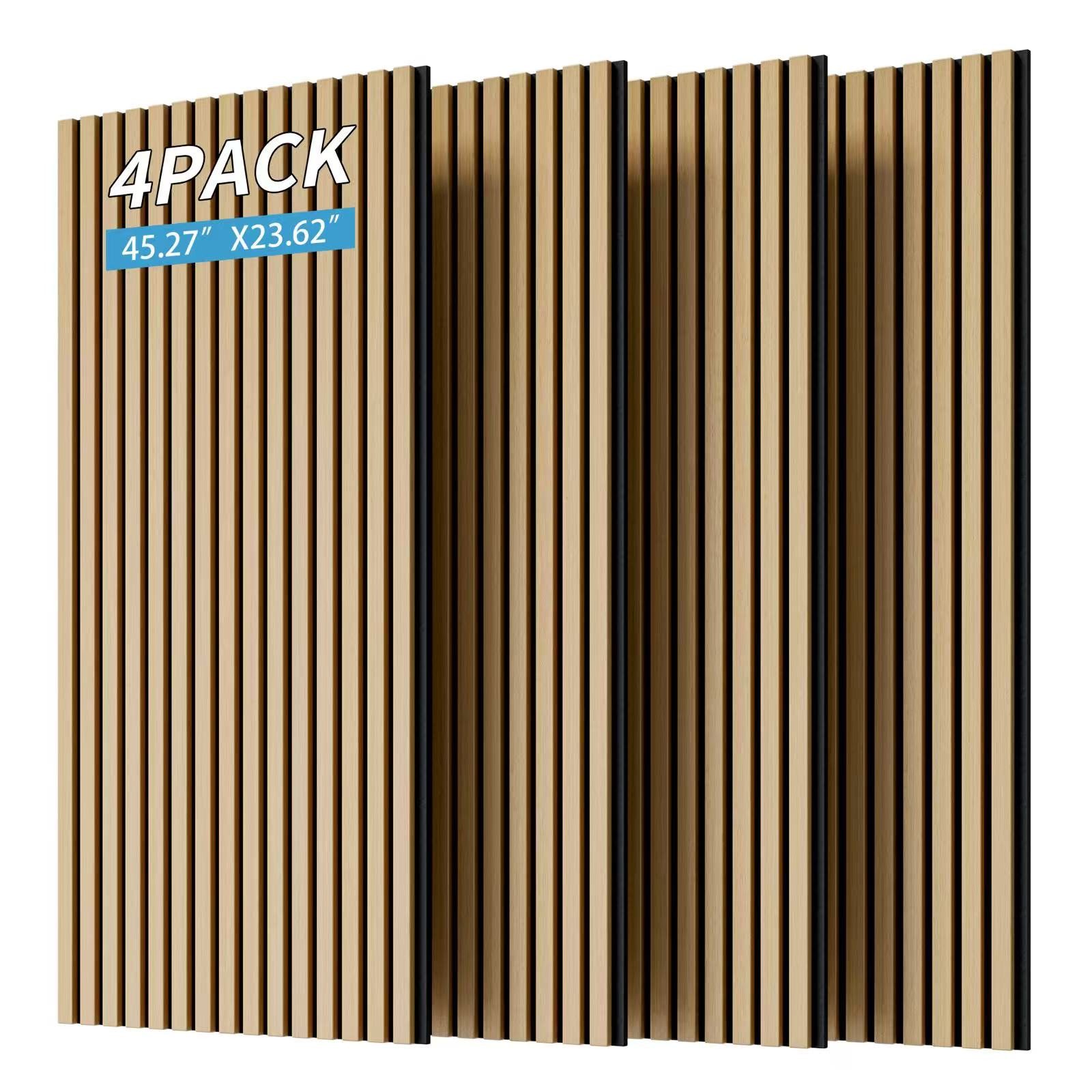 Rolipo 3D Wandpaneel Akustikpaneele Holz 4er, 3D Wandlamellen für Wand & Decke 115x60 cm, BxL: 60x115 cm, (4-tlg) Schallabsorbierend, Dunkle Walnuss, Einfache Montage