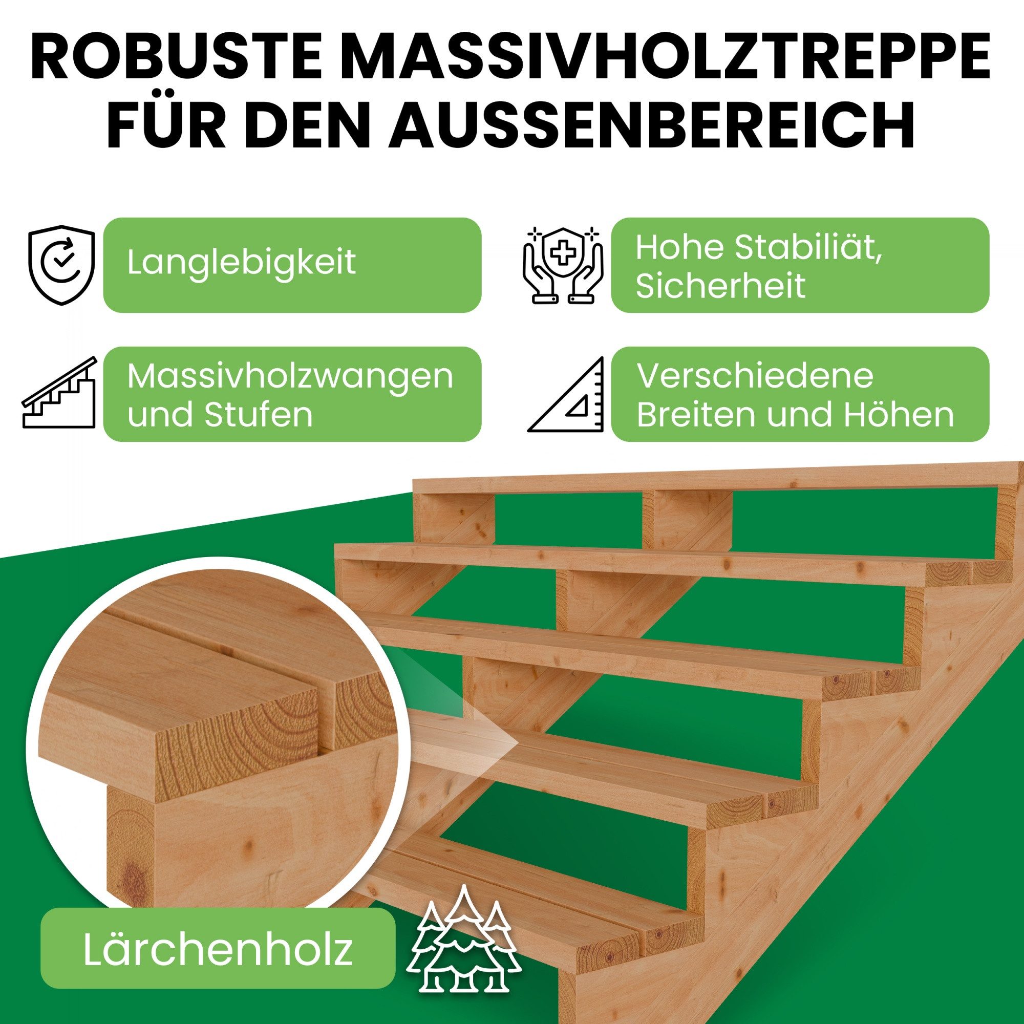 Gartenwelt Riegelsberger Außentreppe Terrassentreppe aus Lärche günstig online kaufen