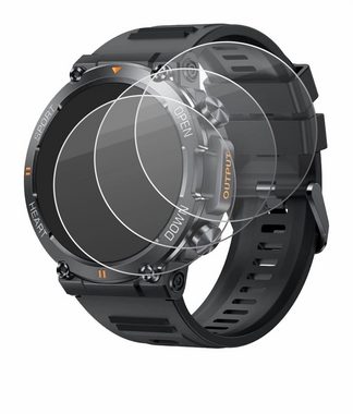 Savvies Panzerglas für Akkee Smartwatch 1.39", Displayschutzglas, 3 Stück, Schutzglas Echtglas 9H Härte klar Anti-Fingerprint