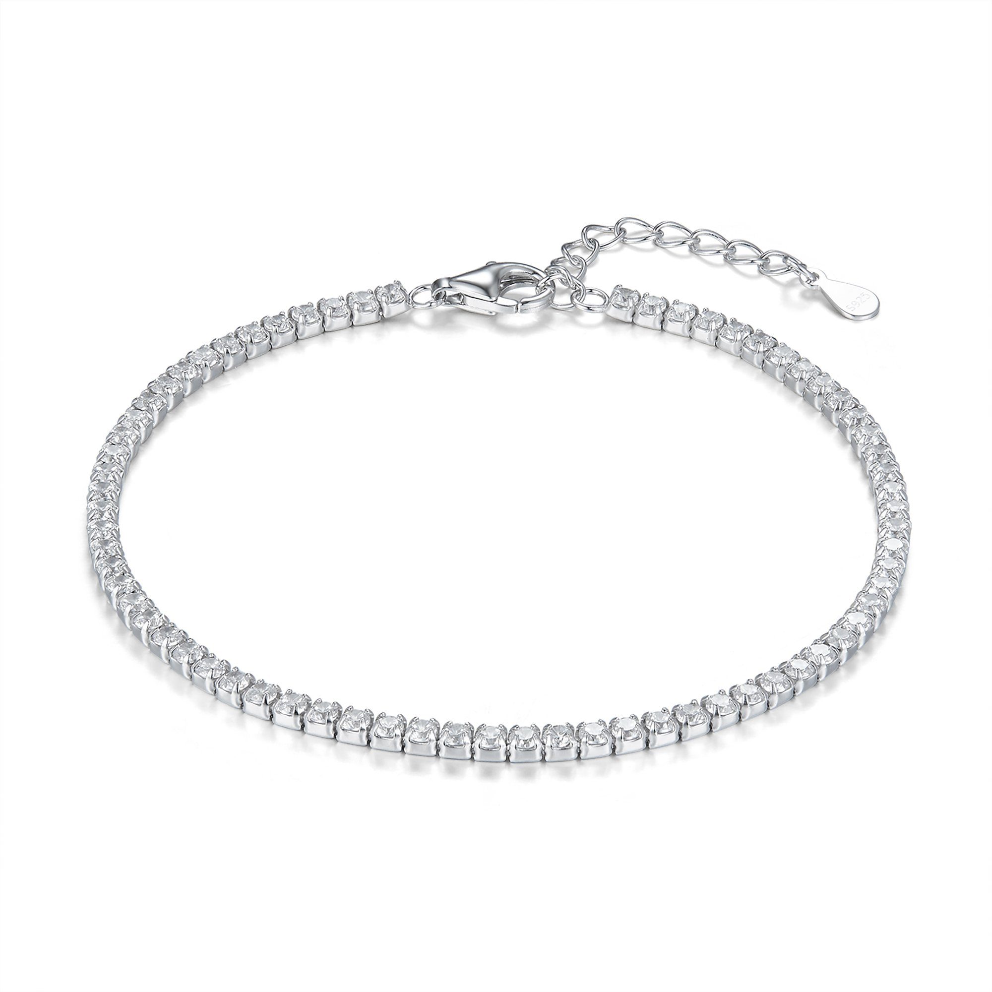 Zirkonia Tennis-Armband Tennisarmband Silber Silberarmband weiß, 925 Kristall mit Rhodium Schöner-SD schwarz oder