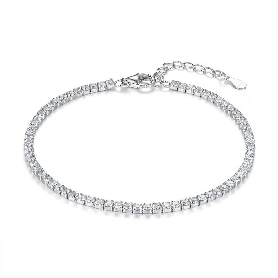 Schöner-SD Tennisarmband Silberarmband Tennis-Armband mit Zirkonia Kristall  schwarz oder weiß, 925 Silber Rhodium