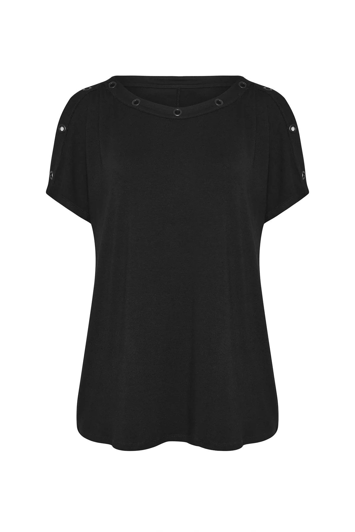 Blusentop Bluse mit Ösen-Detail