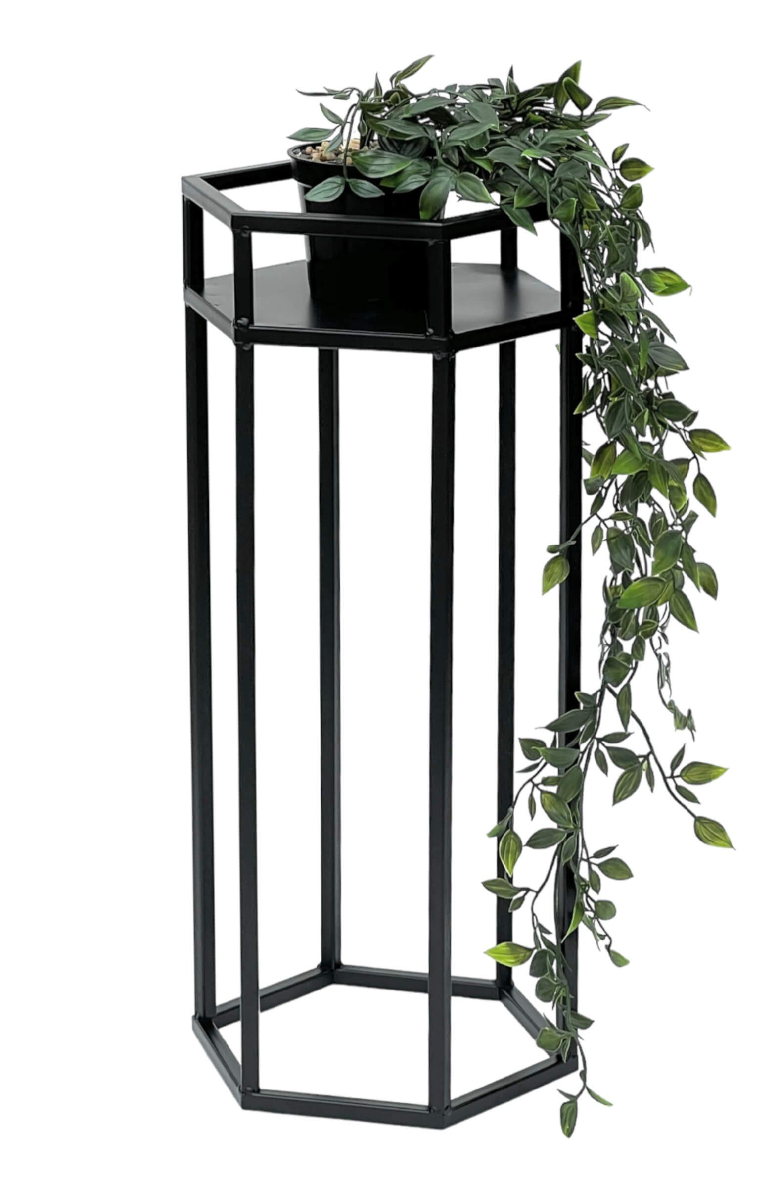 DanDiBo Blumenständer Blumenhocker Metall Schwarz 6eck 50 - 70 cm Blumenständer 96453