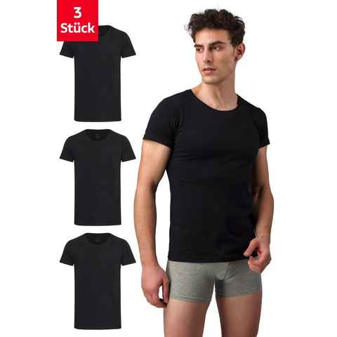 Burnell & Son Unterhemd T-Shirt Business mit Kurzarm und Rundhals für Herren aus Baumwolle (Packung, Set, Spar-Pack, Spar-Packung, Spar-Set, 3-St., 3er-Pack) Feinripp, extra lang