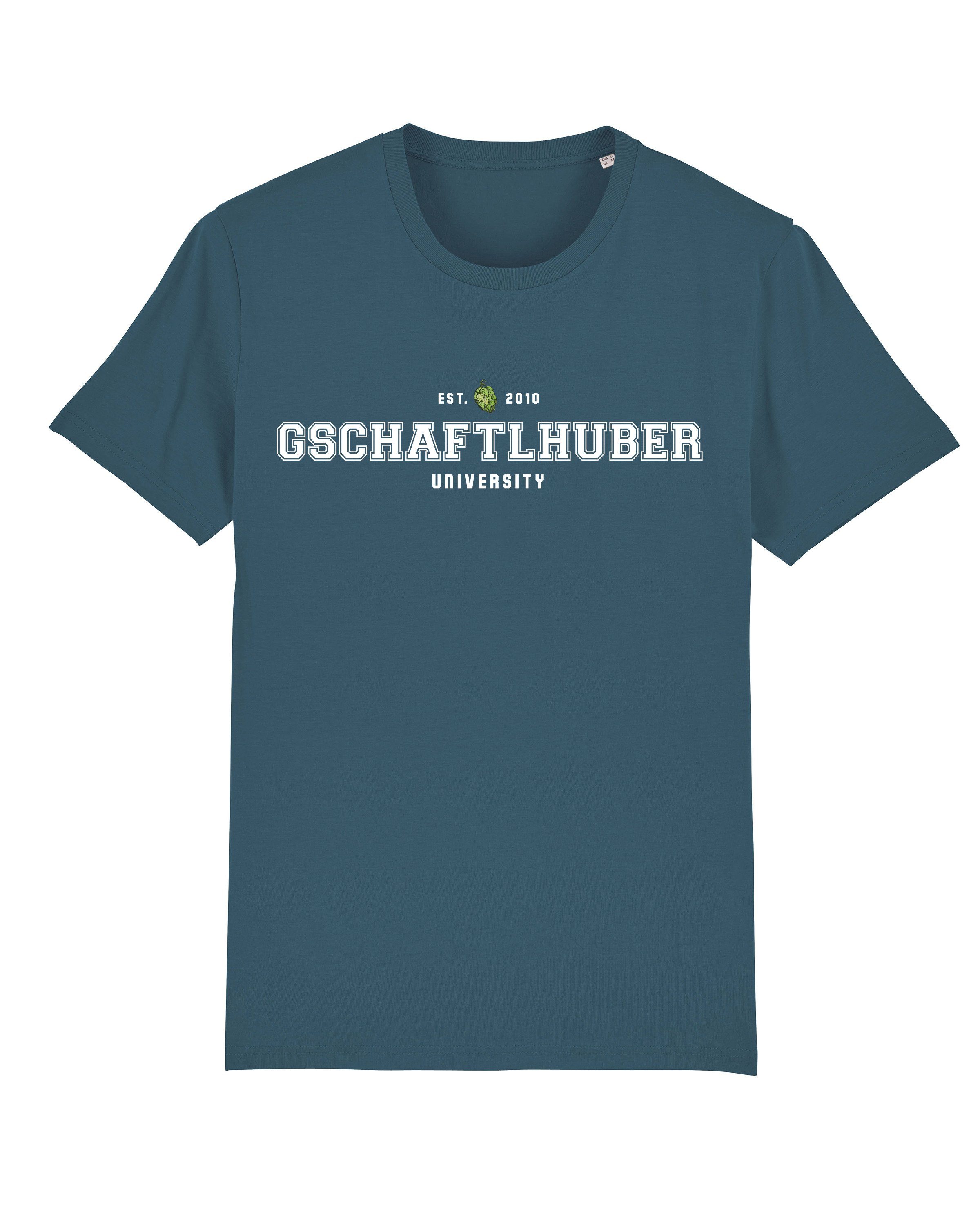 wat? Apparel Print-Shirt University (1-tlg) Gschaftlhuber dunkelblaugrau