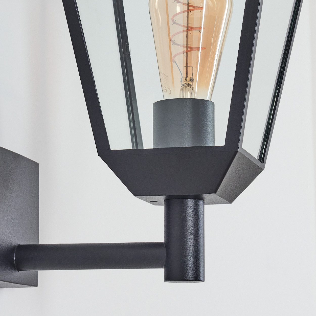hofstein Außen-Wandleuchte Wandlampe in antikem Look aus Metall/Glas in Schwarz/Klar, ohne Leuchtmittel, Wandleuchte E27, Hof, Landhaus Außenleuchte, IP44, ohne Leuchtmittel