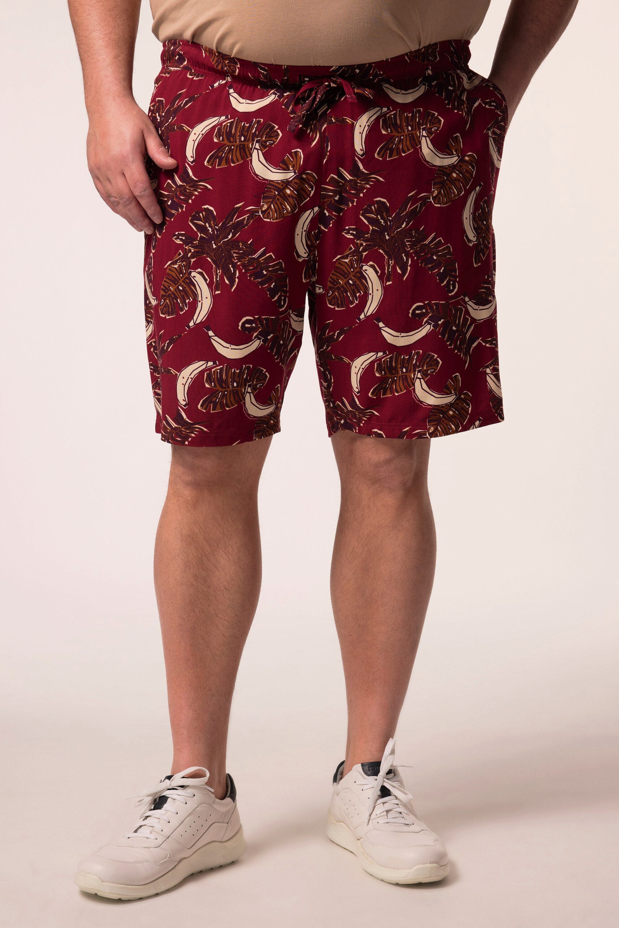 Men Plus Bermudas Viskose-Bermuda Alloverprint Elastikbund