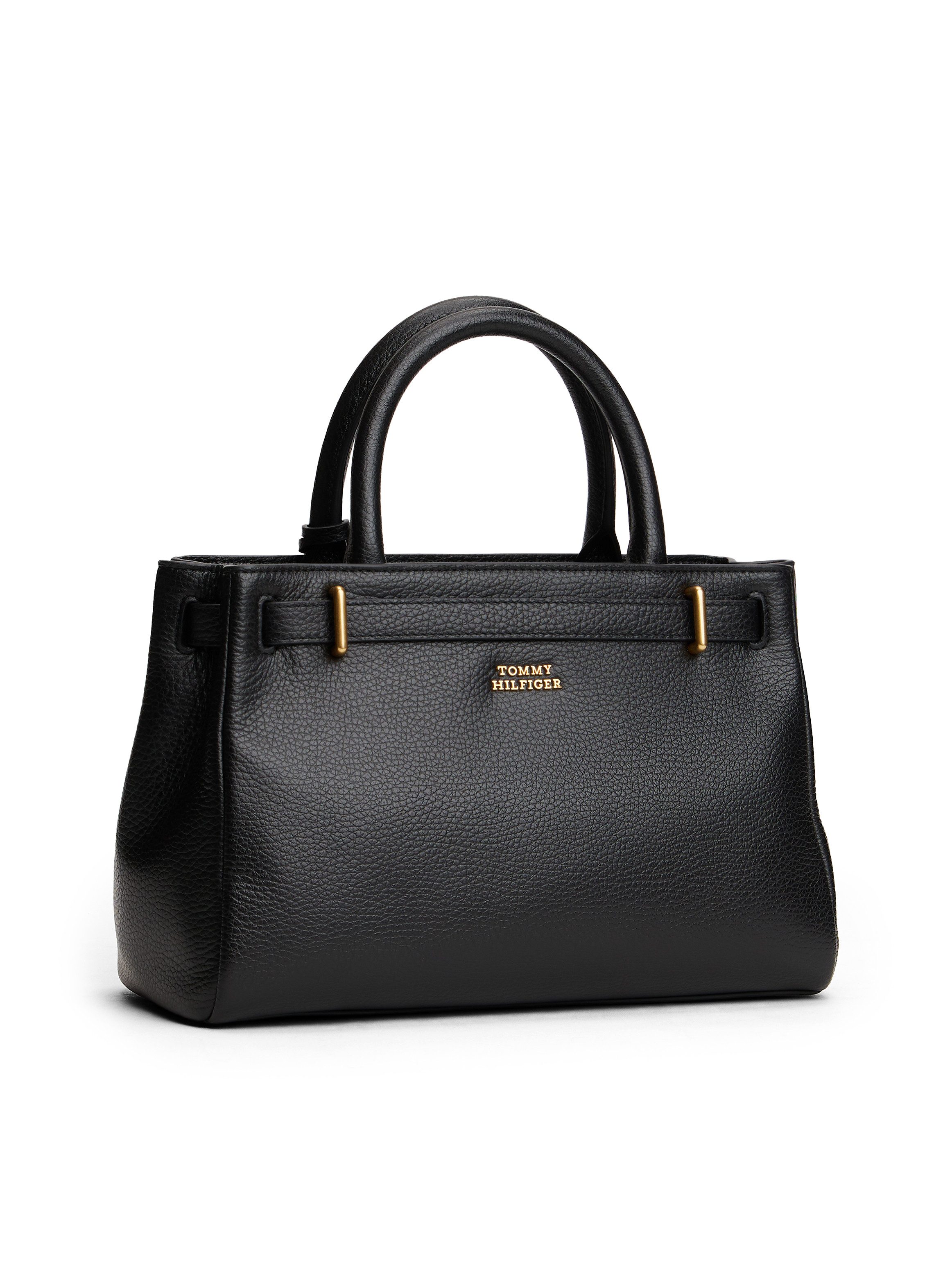 Tommy Hilfiger Henkeltasche AMERICAN ICON MINI TOTE LEATHER, Damen Tragetasche, Businessbag mit Zierriegel und Schloss