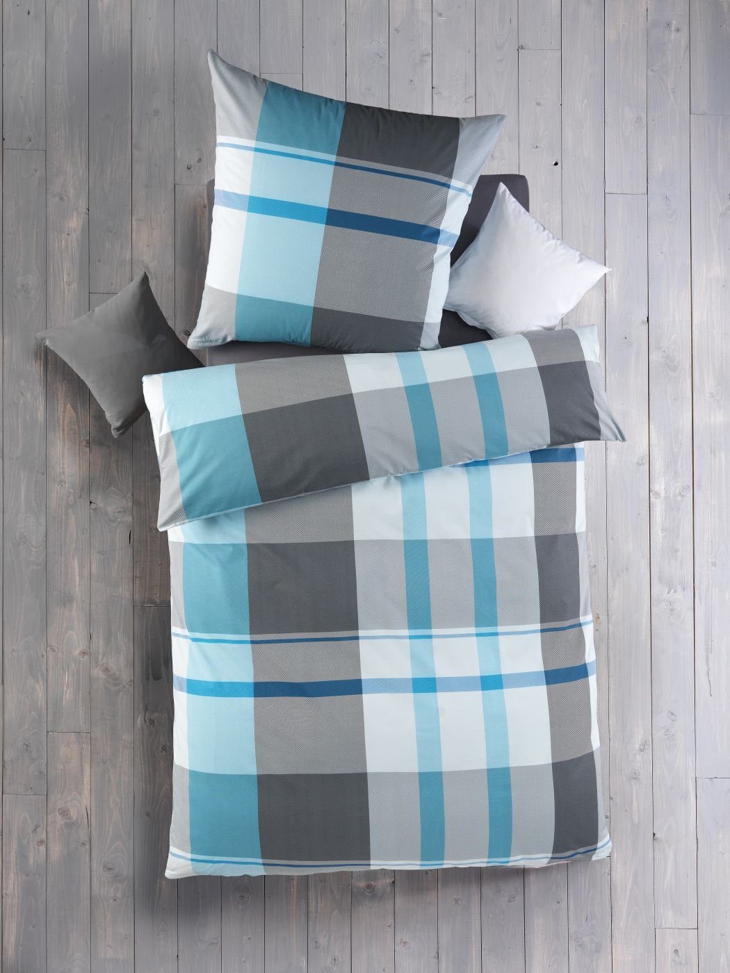 Optidream Bettwäsche Set Renforcé 135x200 Baumwolle Josef Streifen Petrol blau, Renforcé, 2 teilig, Sommer Geschenke Idee Frauen Männer weich sale Reißverschluss Partner