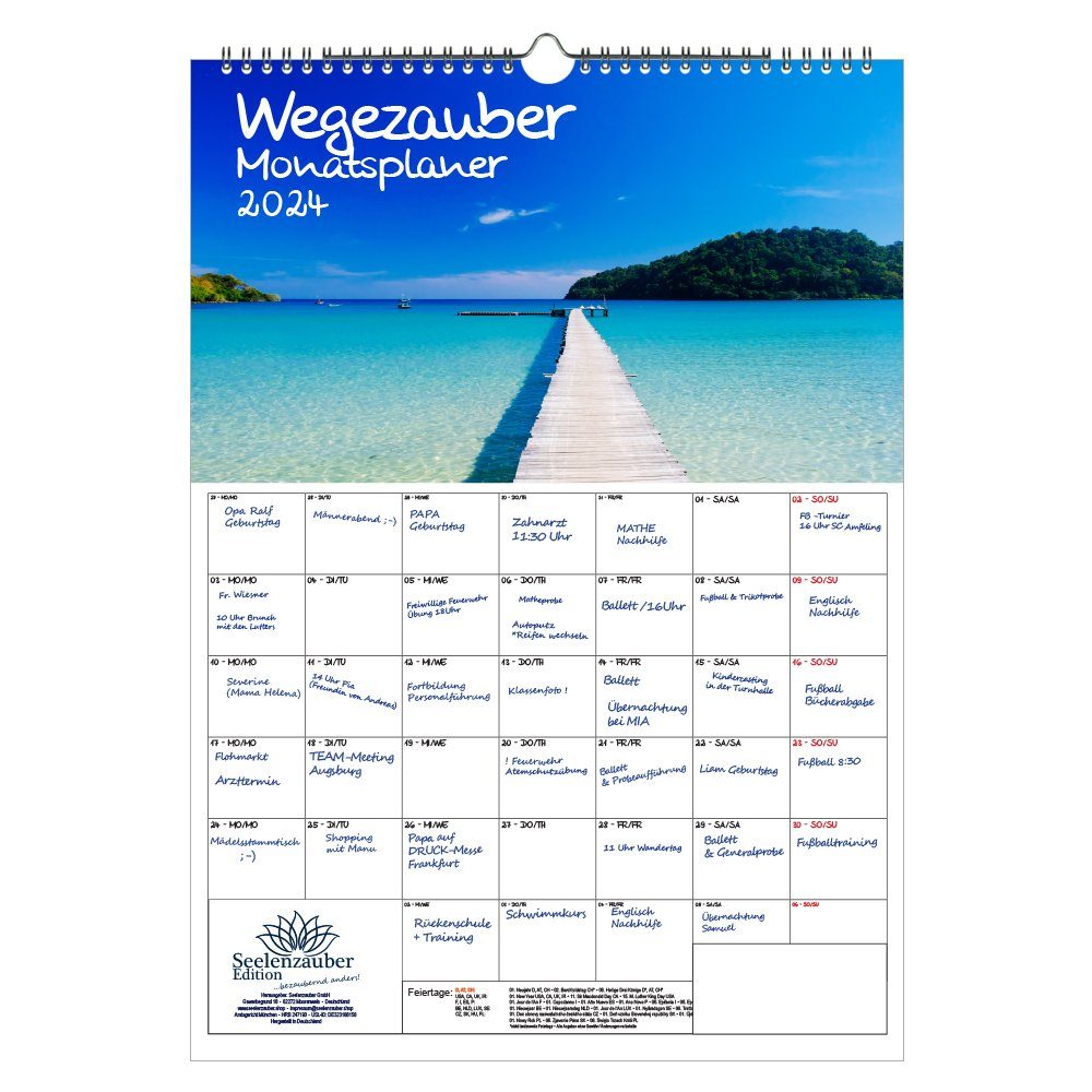 Seelenzauber Wandkalender Wegezauber Planer DIN A3 Kalender für 2024 Weg, Pfade und Strassen