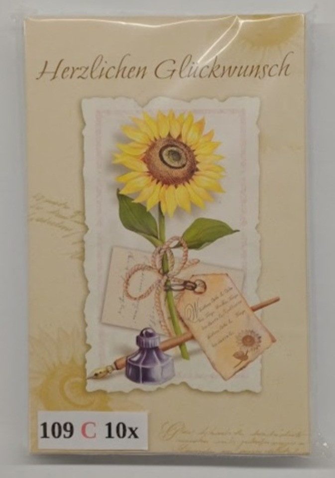 LYSCO Grußkarten 10 Glückwunschkarten Glückwunsch Blumen + DIN A6 Umschlag (KT-109), Grüße Geschenk Glück Feier, 4seitig - klappbar