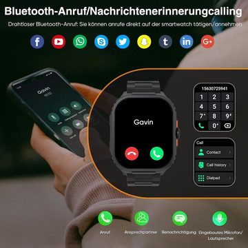 TIFOZEN Herren's HD-Touchscreen IP68 Sportuhr Militär Smartwatch (2,01 Zoll), mit Telefonfunktion Herzfrequen Schlaf Monitor Aktivitäts Tracker