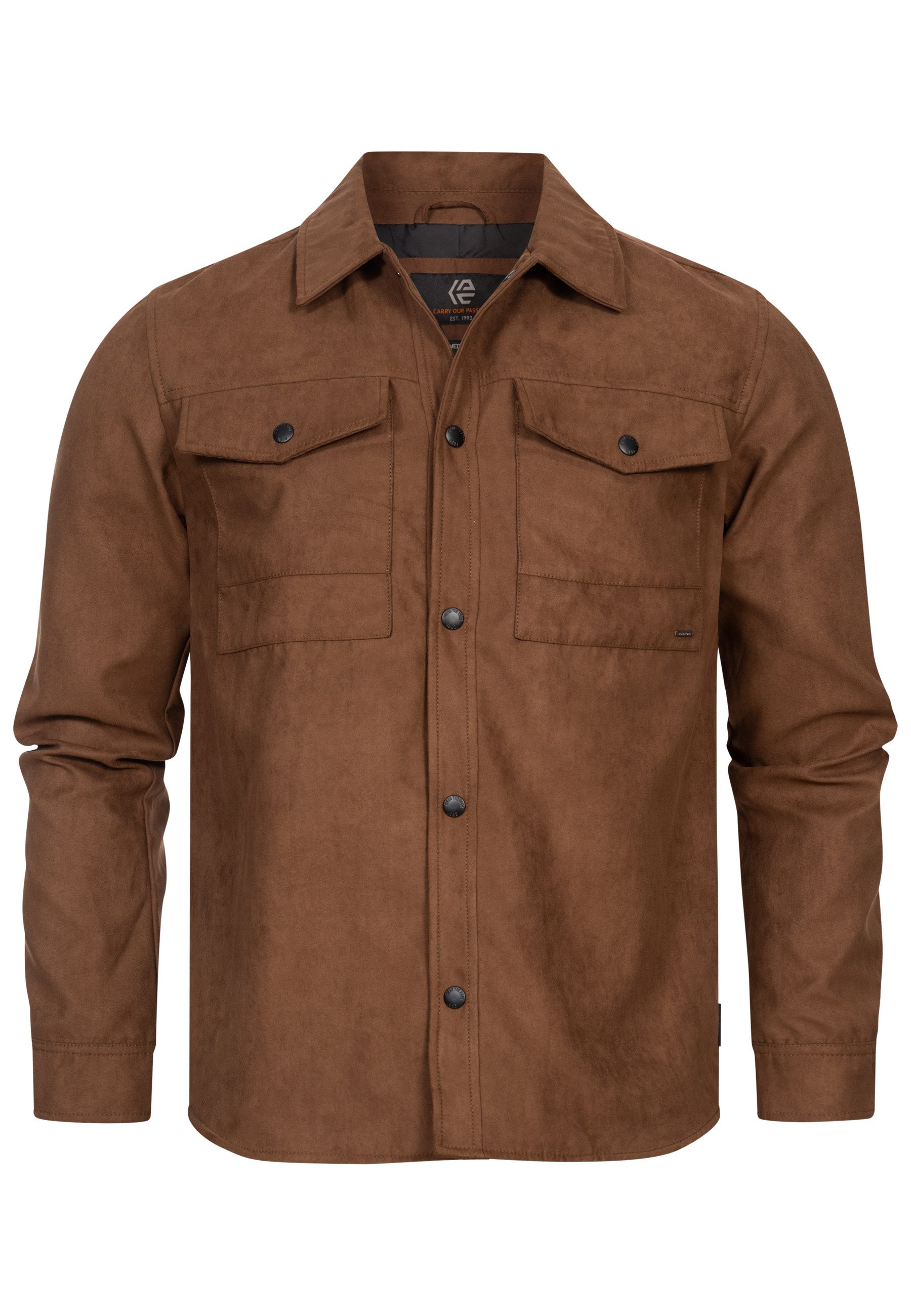 Indicode Langarmhemd Herren INFinny Herrenhemd Langarm Stylisches Fake-Sued günstig online kaufen