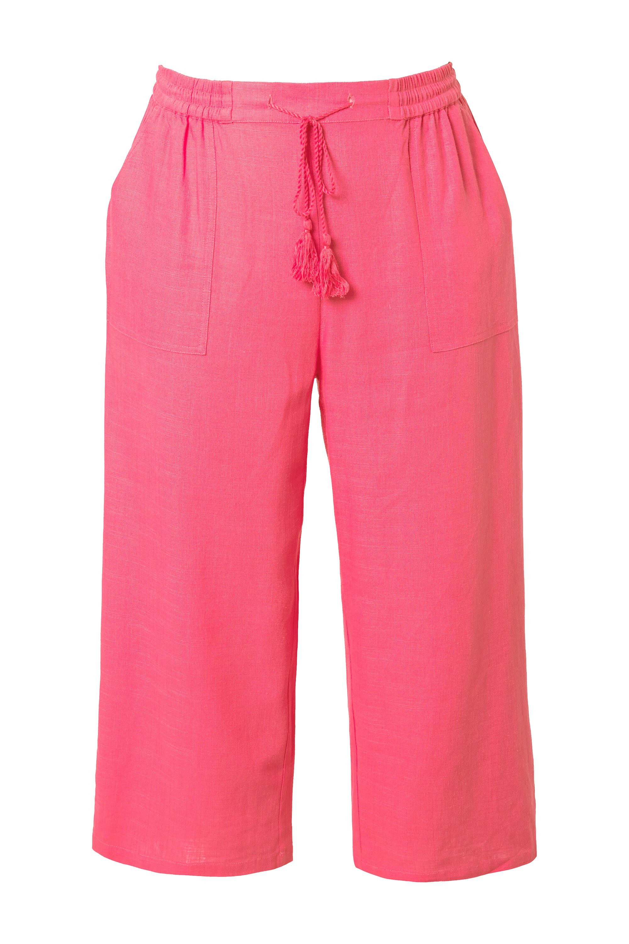 Schlupfhose Culotte Rose Leinenmix weites Bein Elastikbund