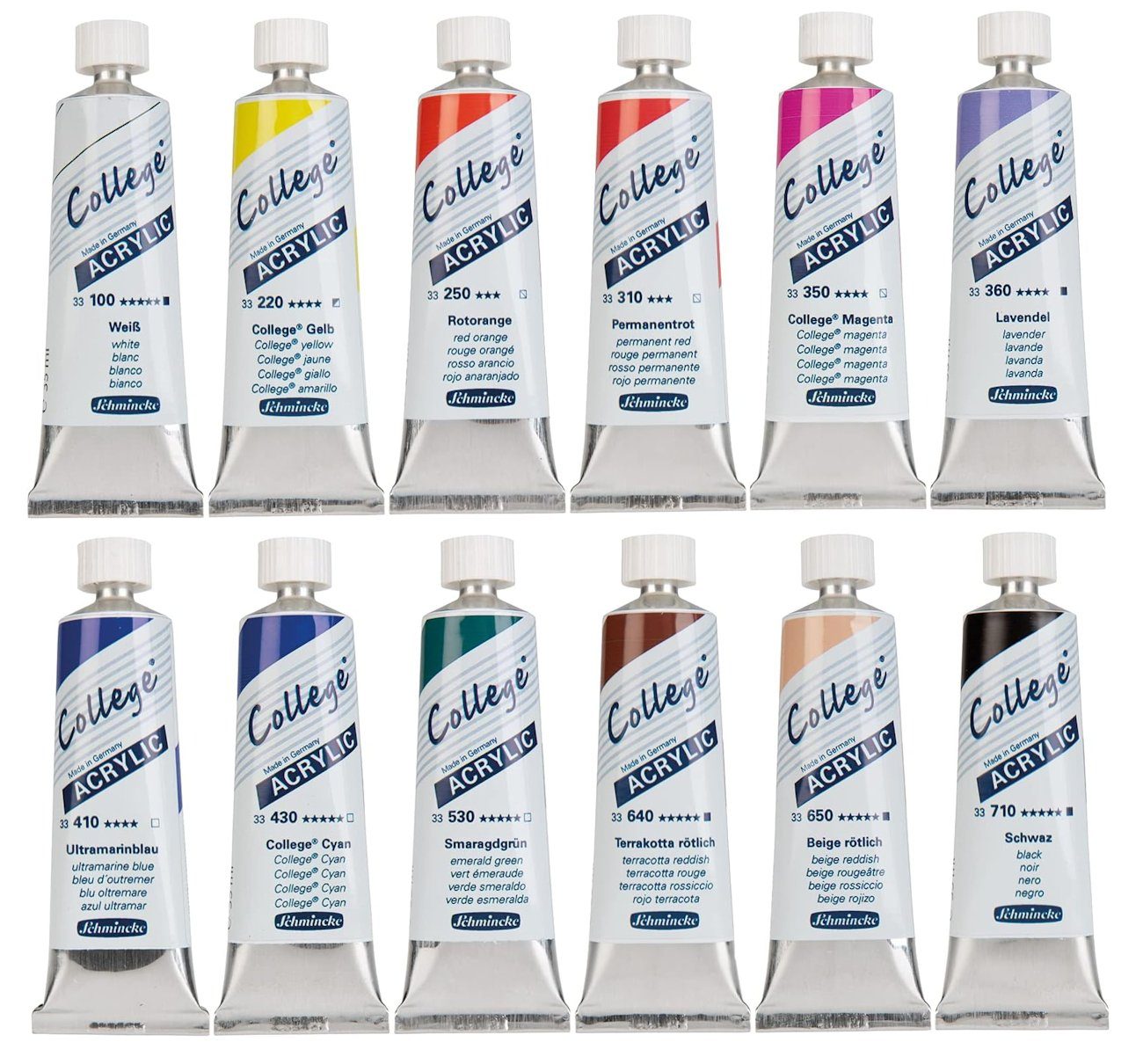 Acrylfarbe College Acrylic Set 12 Tuben-Farben je 35 ml/ Starterset