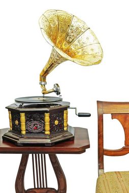 Aubaho Dekoobjekt Nostalgie Grammophon Dekoration mit Trichter Grammofon im Antik-Stil