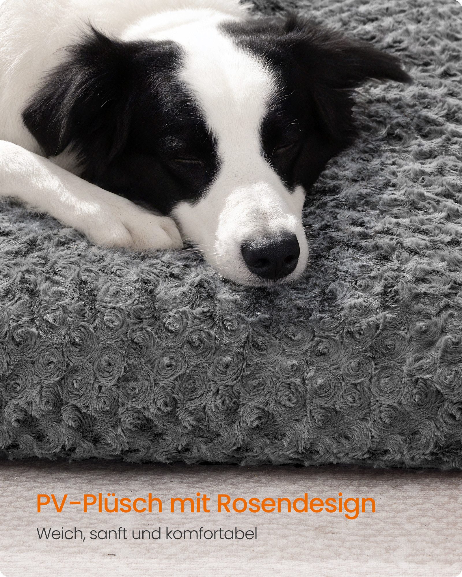 FEANDREA Hundebett Hundekissen, flauschige Hundematte, Plüsch, waschbar, weich, M/L/XL/XXL