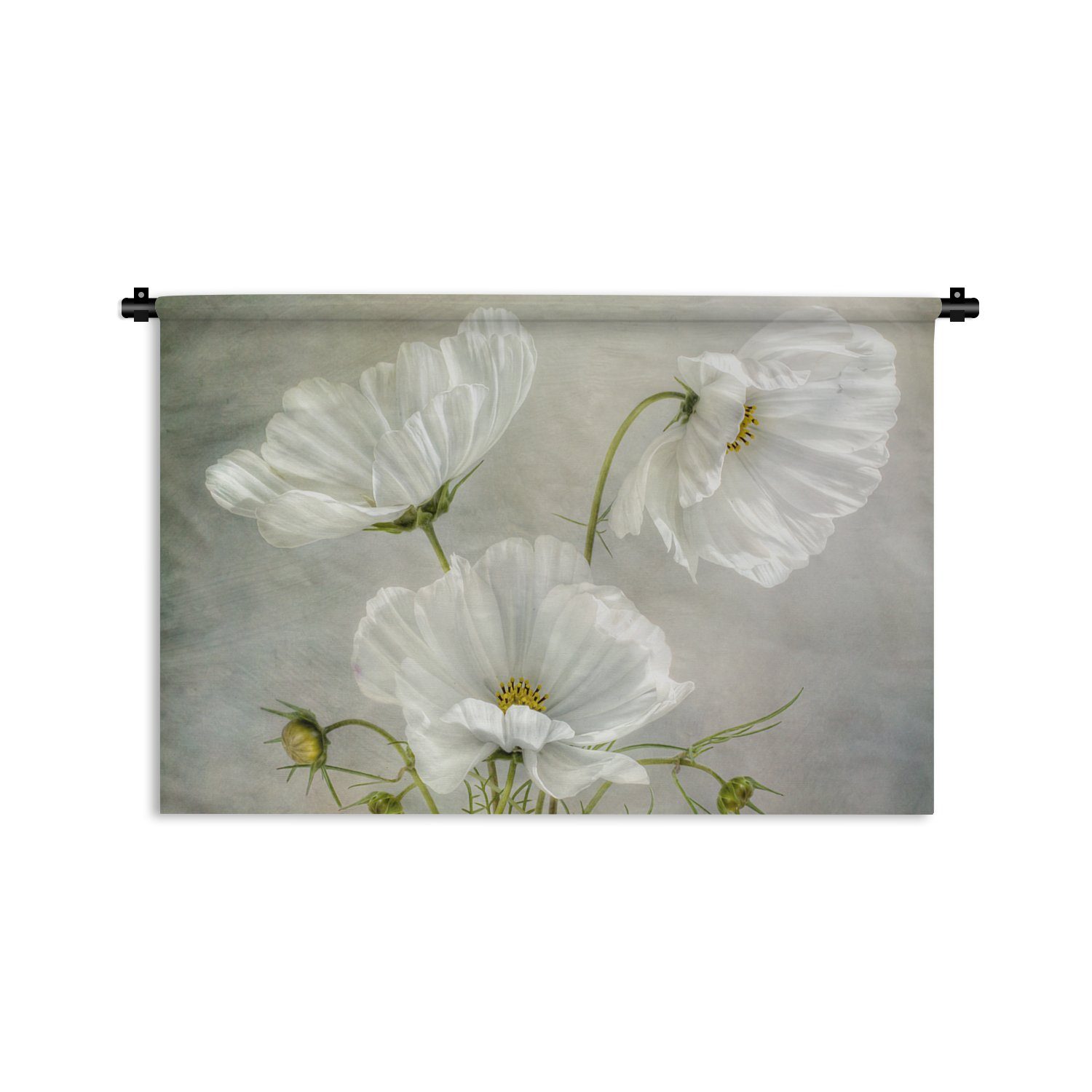 MuchoWow Wanddekoobjekt Blumen - Stillleben Wanddeko Weiß Kleid, - - - für Wohnzimmer, Schlafzimmer, Wandbehang, Mohn Botanisch, Kinderzimmer