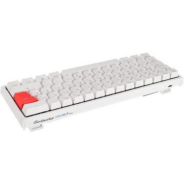 Ducky ONE 2 Mini Gaming-Tastatur (MX-Blue, PBT Kappen, deutsches Layout QWERTZ, RGB LED, TKL-Mini, USB, Weiß)
