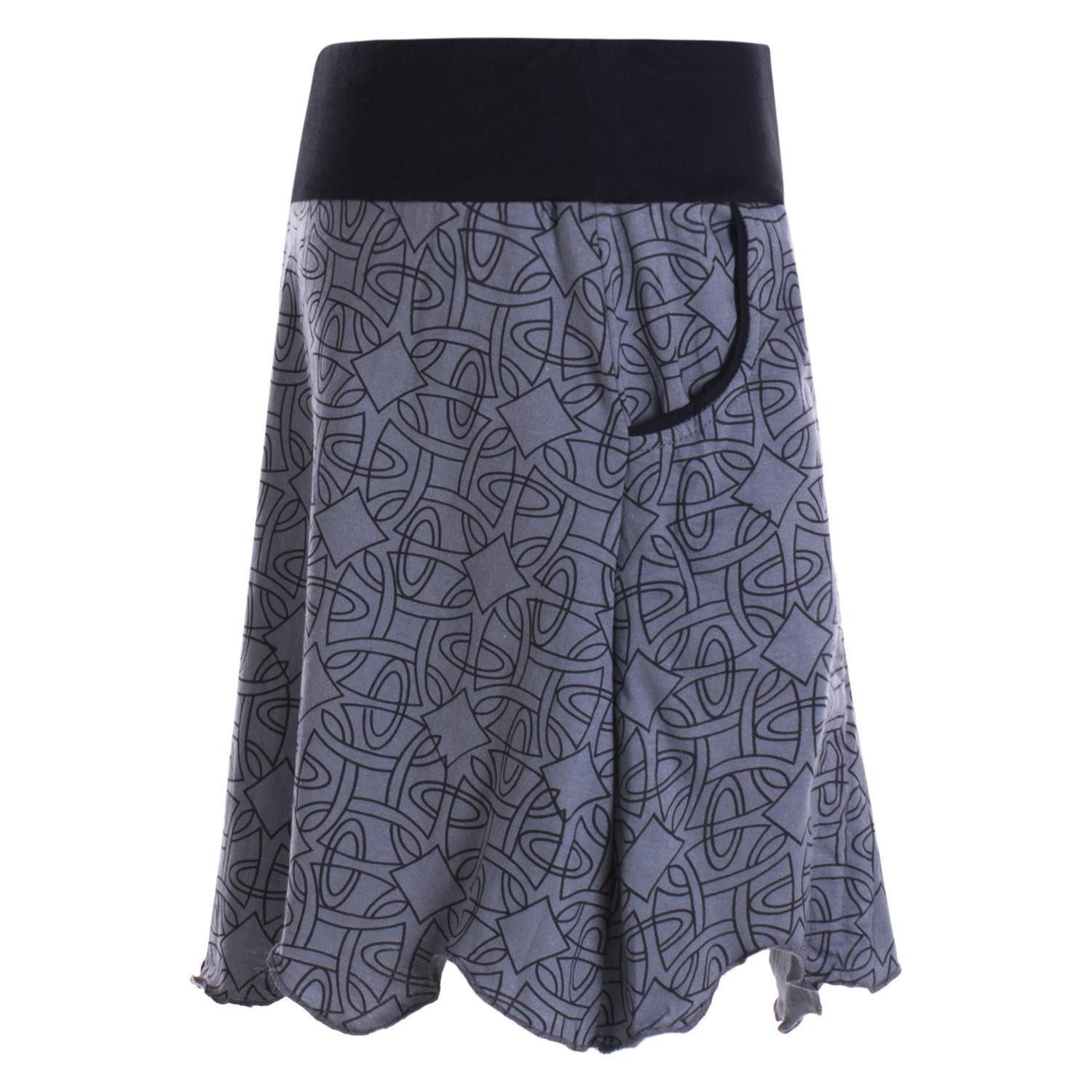 Vishes Minirock Damen Mini-Rock Baumwolle geometrisch elastischer Bund mit Taschen Alternative Bekleidung, Ethno, Hippie, Retro Style