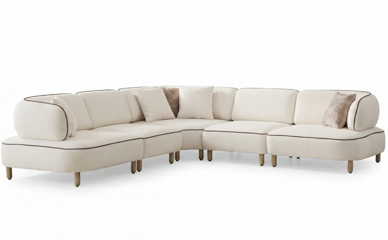Xlmoebel Ecksofa Ecksofa Beige Stoff Modern Wohnzimmer Wohnlandschaft Design Sofa, 1 Teile, Einfarbig