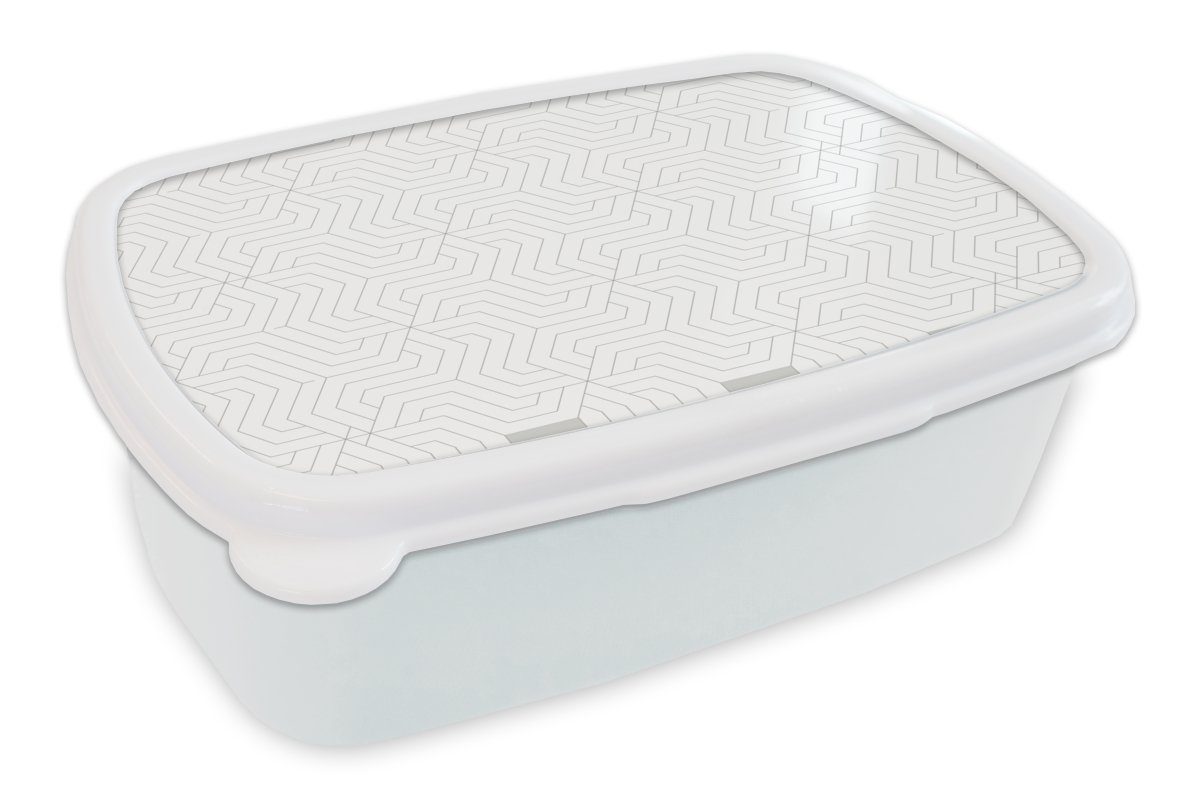 MuchoWow Lunchbox Muster - Linie - Gestaltung - Farbe, Kunststoff, (2-tlg), Brotbox für Kinder und Erwachsene, Brotdose, für Jungs und Mädchen weiß