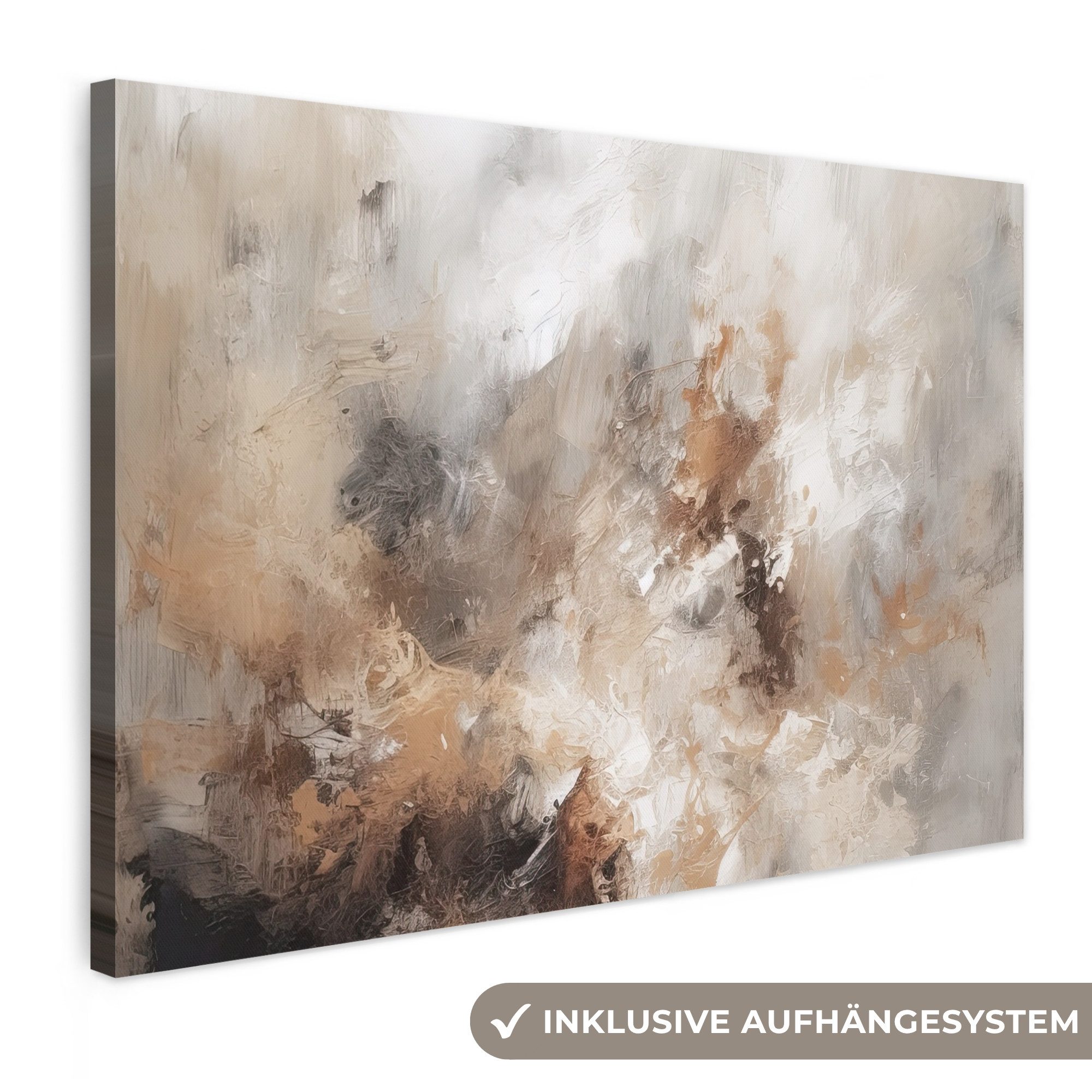 OneMillionCanvasses® Leinwandbild Farbe - Abstrakt - Beige - Kunst, Fotodruck (1 St), Leinwandbilder XXL Wohnzimmer, Deko Aesthetic 150x100 cm