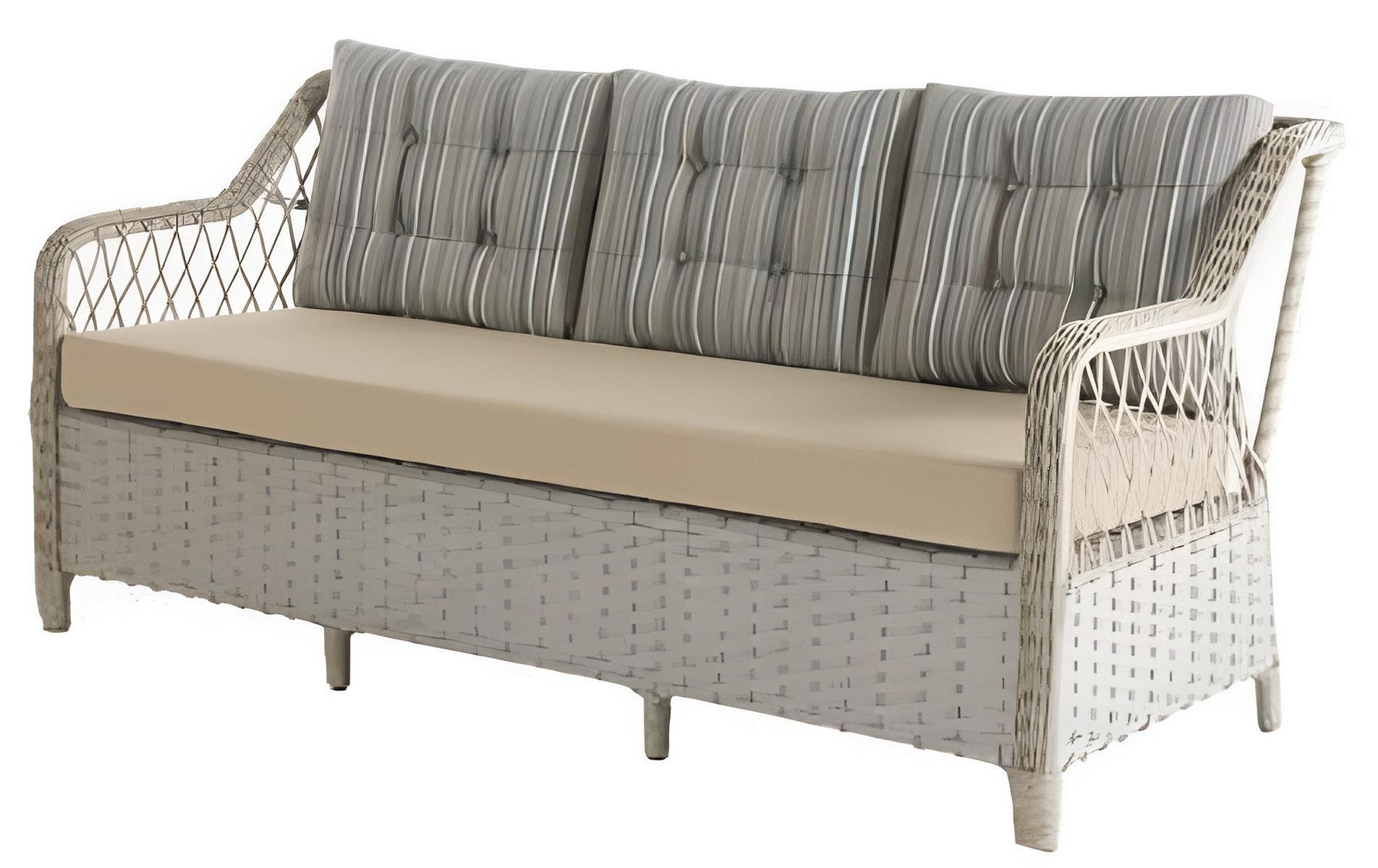 Xlmoebel Gartensofa Beiges 3-Sitzer-Sofa im modernen Stil mit Metallrahmen, 1 Teile, Made in Europa