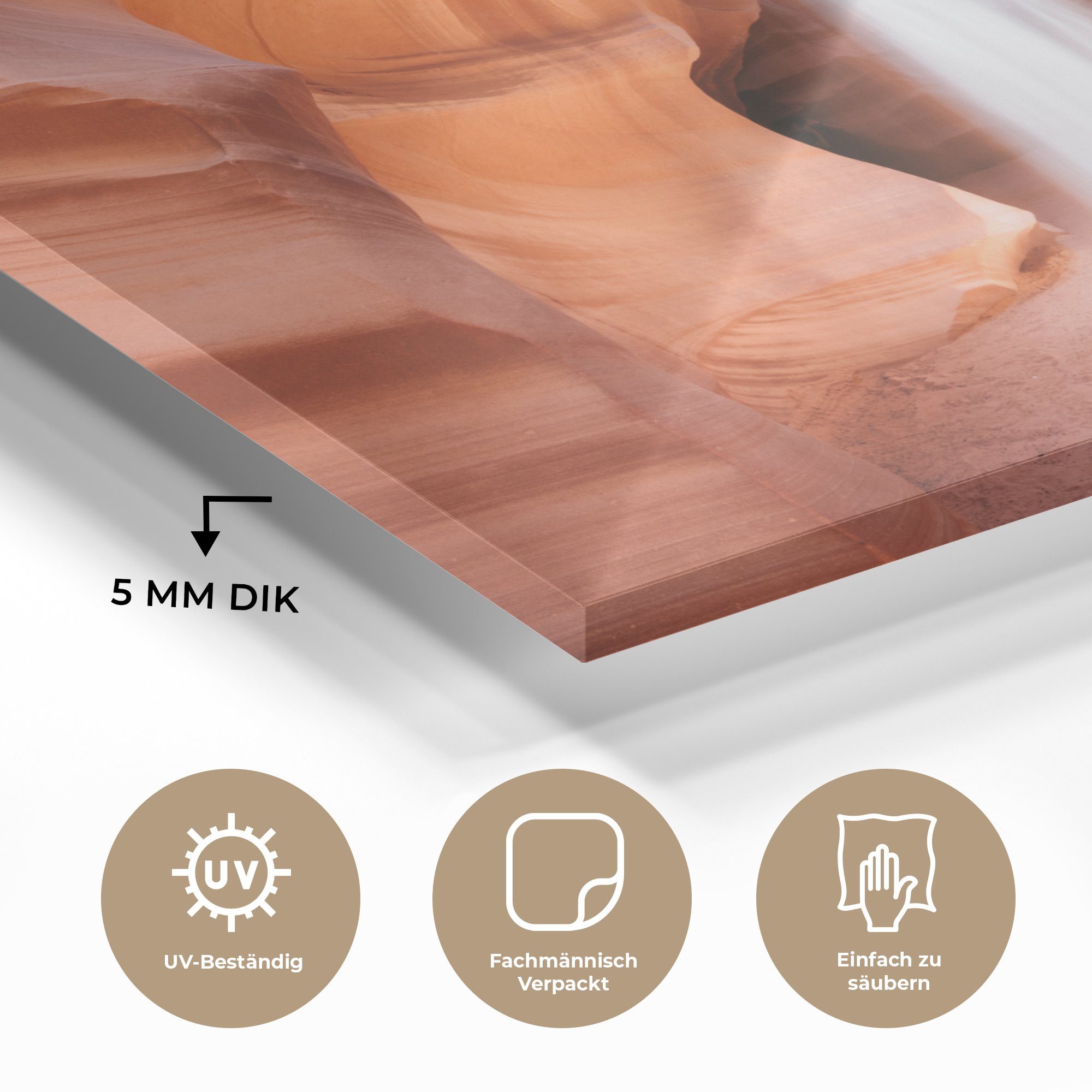 Wohnzimmer MuchoWow des auf Antelope St), dem Sonnenstrahl (1 Acrylglasbild Schlafzimmer Acrylglasbilder Sand Canyon, &