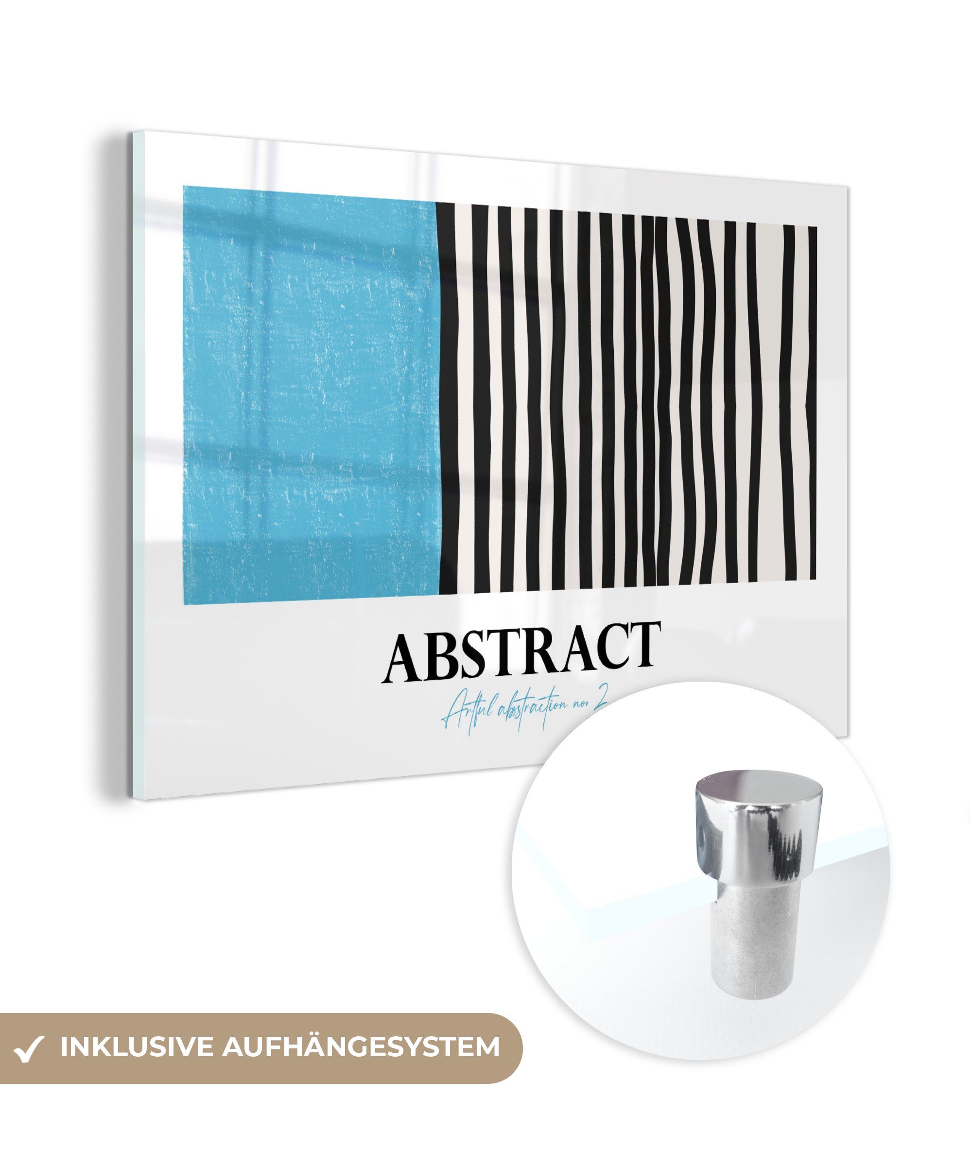 MuchoWow Acrylglasbild Blau - Design - Schwarz - Weiß, (1 St), Glasbilder - Bilder auf Glas Wandbild - Foto auf Glas - Wanddekoration