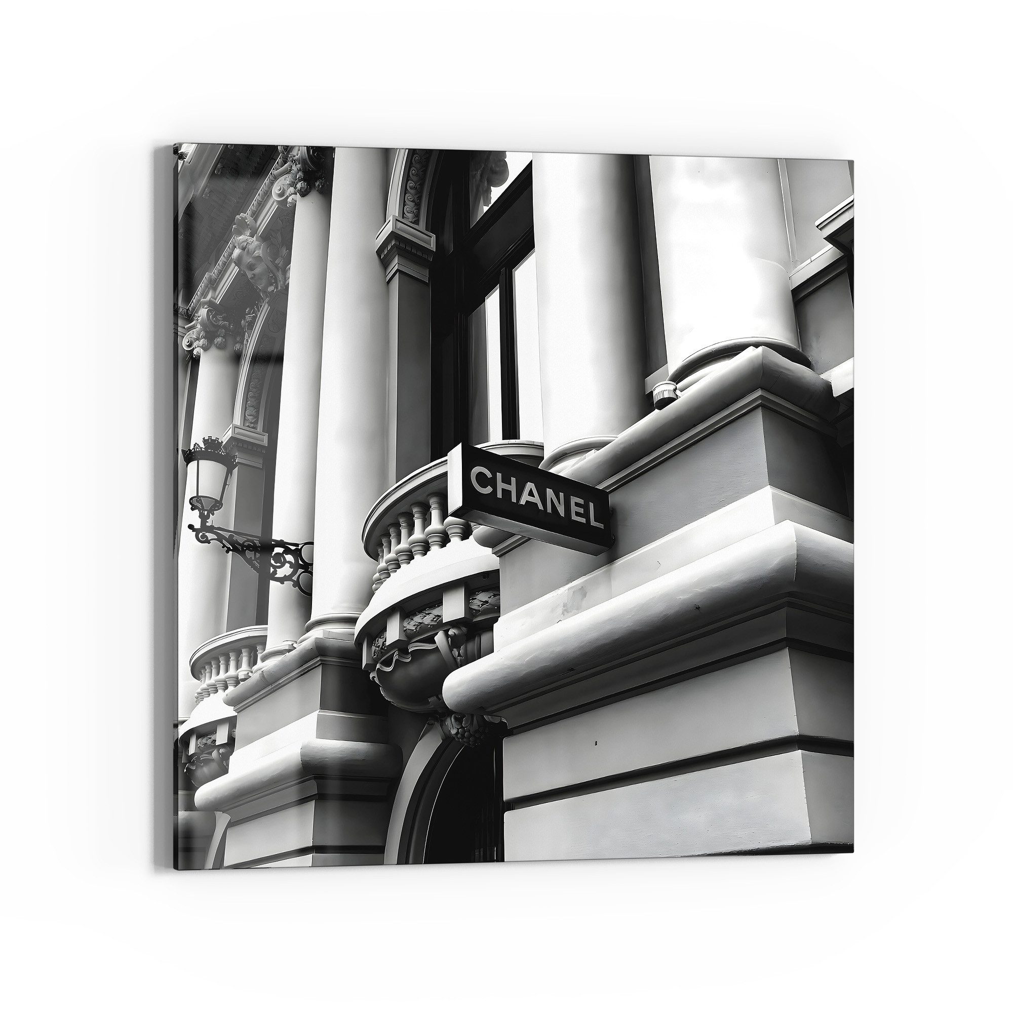 DEQOART Glasbild 'Elegante Fassade', 'Elegante Fassade', Glas Wandbild Bild schwebend modern