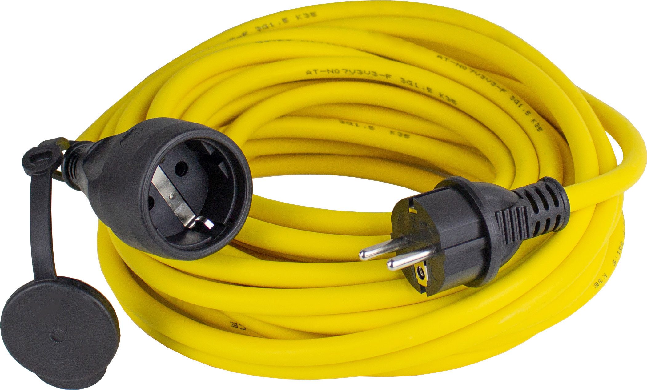 as - Schwabe Verlängerungsleitung Kabel Gelb Schuko IP44 Verlängerungskabel, Typ F (Schuko), Typ F (Schuko) (500 cm), für den ständigen Einsatz im Außenbereich