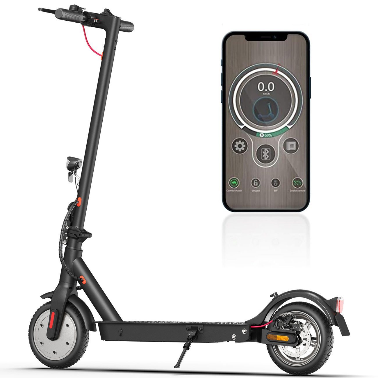 iscooter E-Scooter Elektroroller mit Straßenzulassung Sicheres Faltbar, LED-Display APP-Verbindung, E 350,00 20,00 Bremsensystem, (ABE), W, km/h, Stoßdämpfung, Roller Komfortable