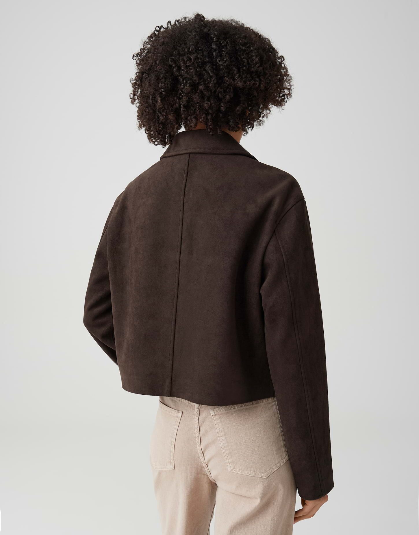 OPUS Lederjacke Boxy Kurzjacke in Velour Optik