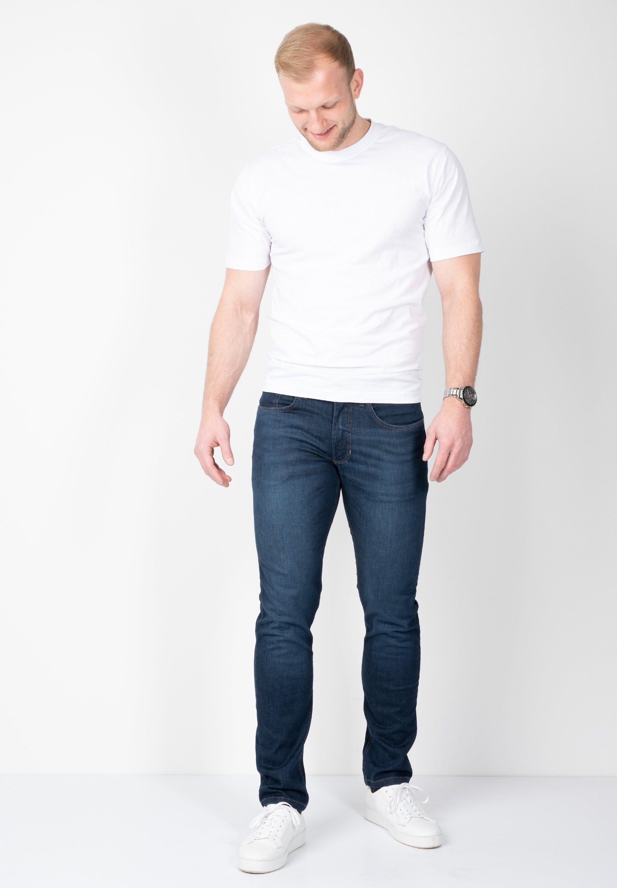 blue Fitted Super SUNWILL Fit Straight-Jeans dark in Stretch
