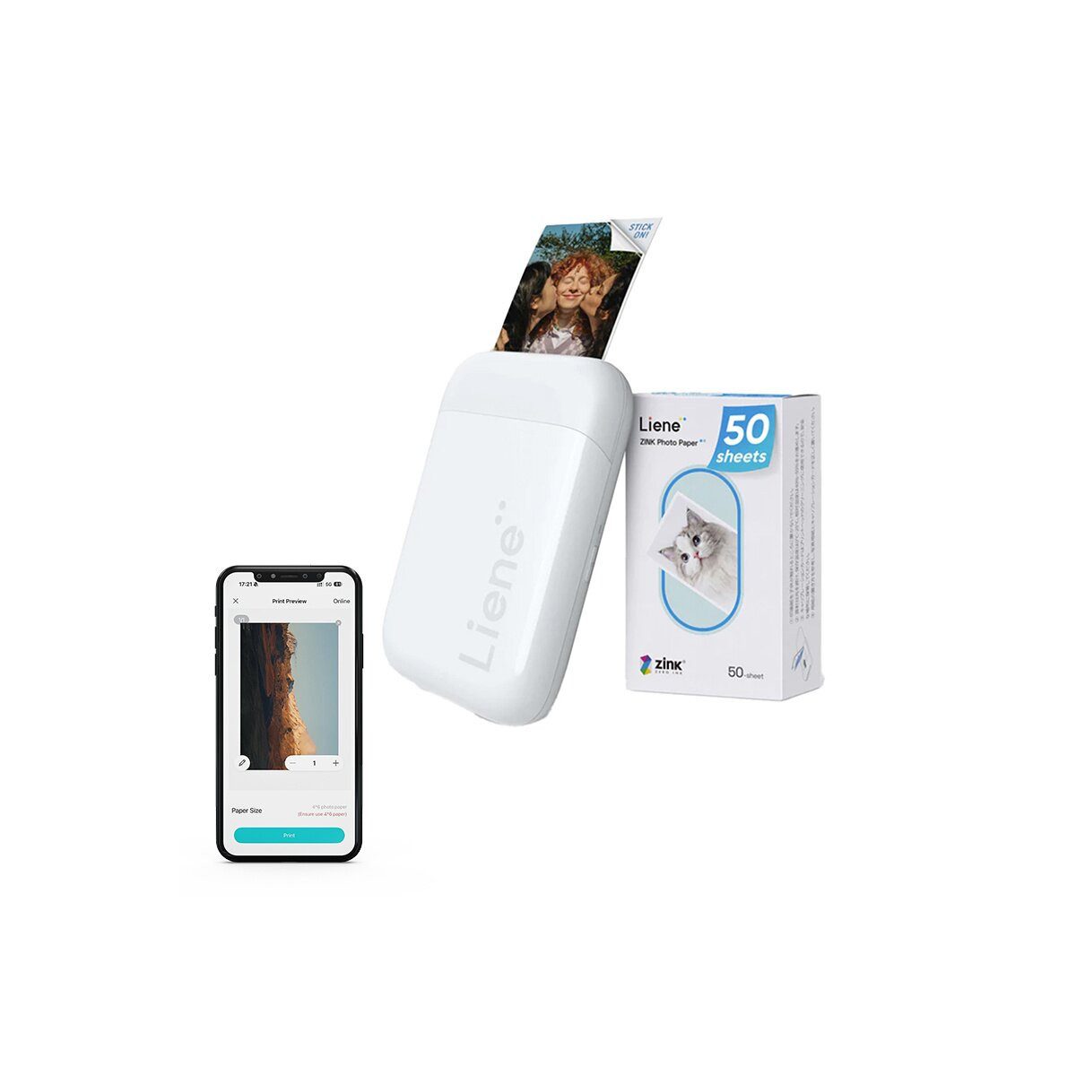 Liene Liene Pearl 2x3 Fotodrucker tragbar Bluetooth Mini Fotodrucker