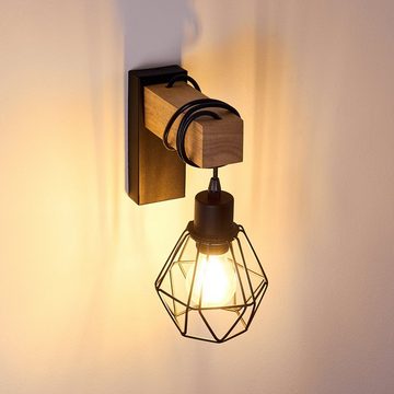 hofstein Wandleuchte Vintage Wohn Schlaf Zimmer Beleuchtung Wand Lampen Holz/schwarz Flur