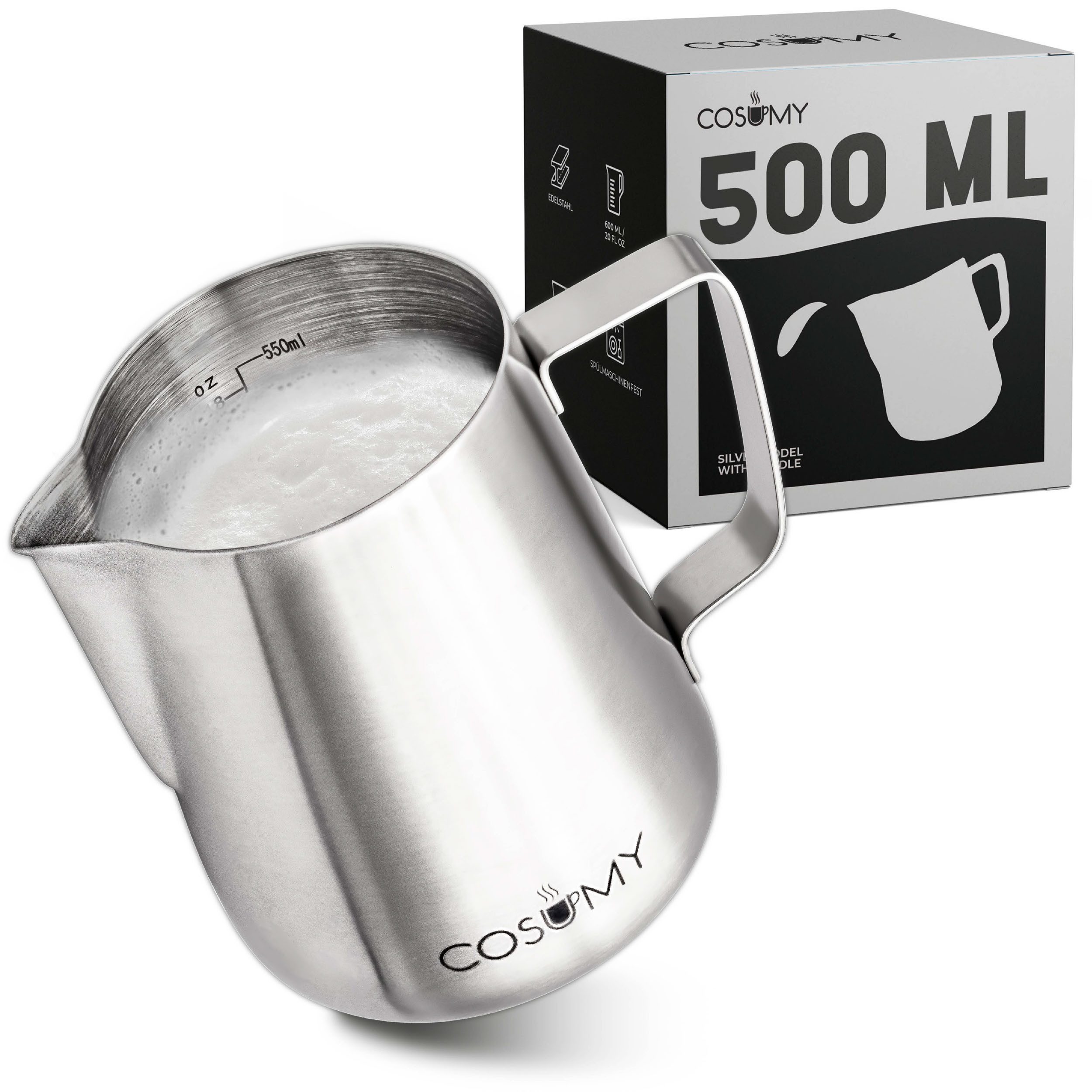 Milchkännchen Milchkännchen Edelstahl 550ml mit Henkel - Spülmaschinenfest