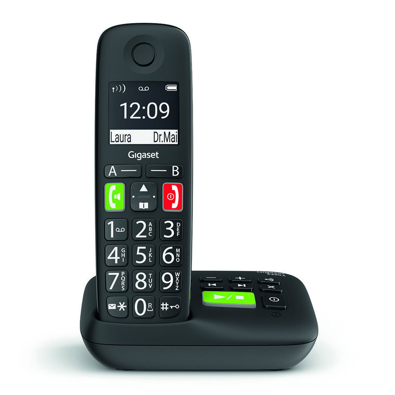 Gigaset E290A Festnetztelefon (Mobilteile: am zu bis 1, Integrierter mit beleuchtete Min. 20 Aufnahmezeit Mobilteil), Anrufbeantworter große Einzel-Tasten