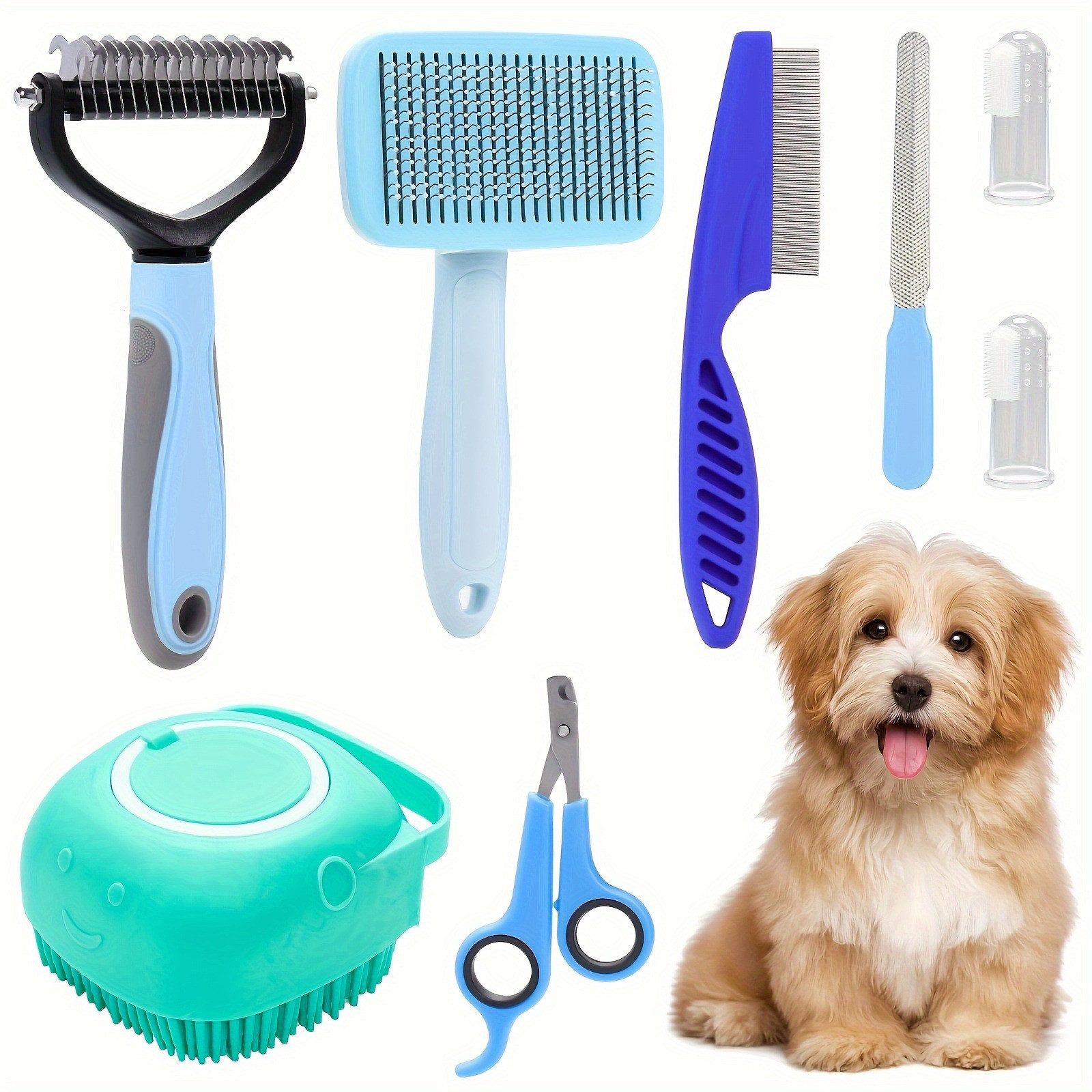 Fellbürste 8-teiliges Fellpflege-Set für Katzen und Hunde